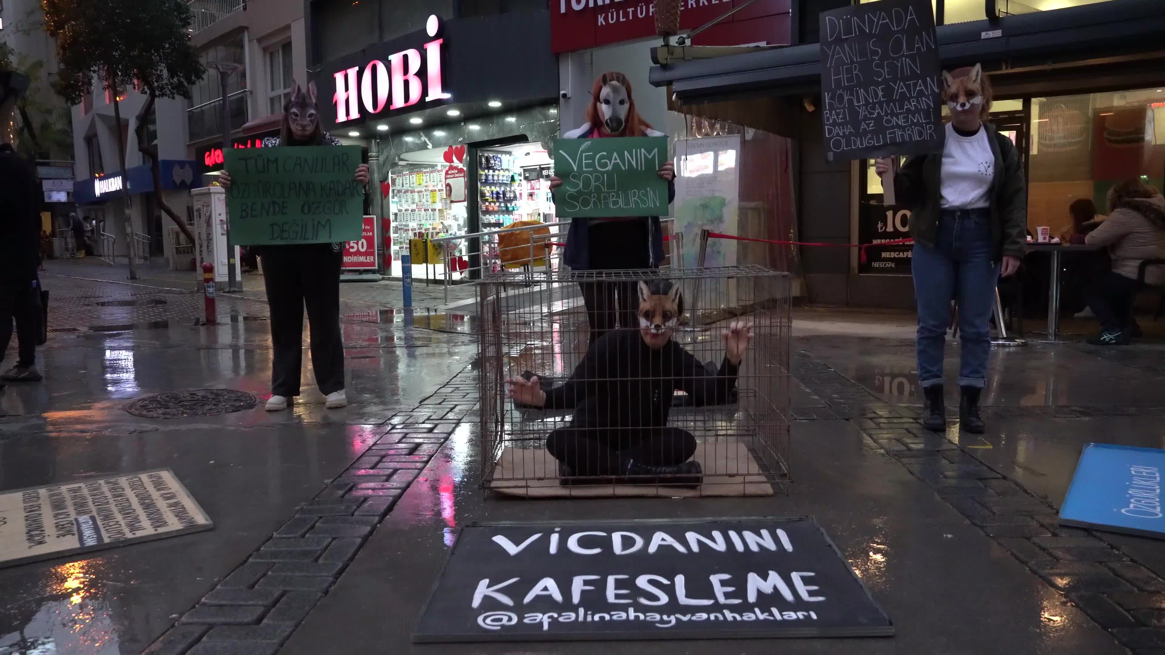 Vegan protest of animal slavery in Izmir, Turkey