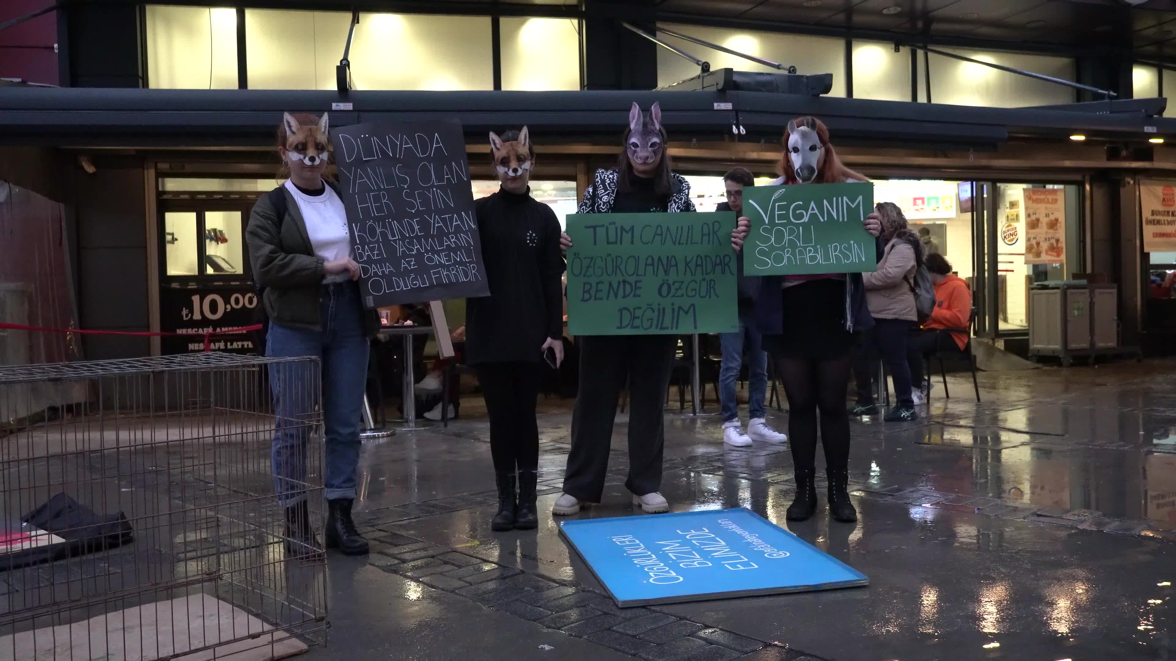 Vegan protest of animal slavery in Izmir, Turkey