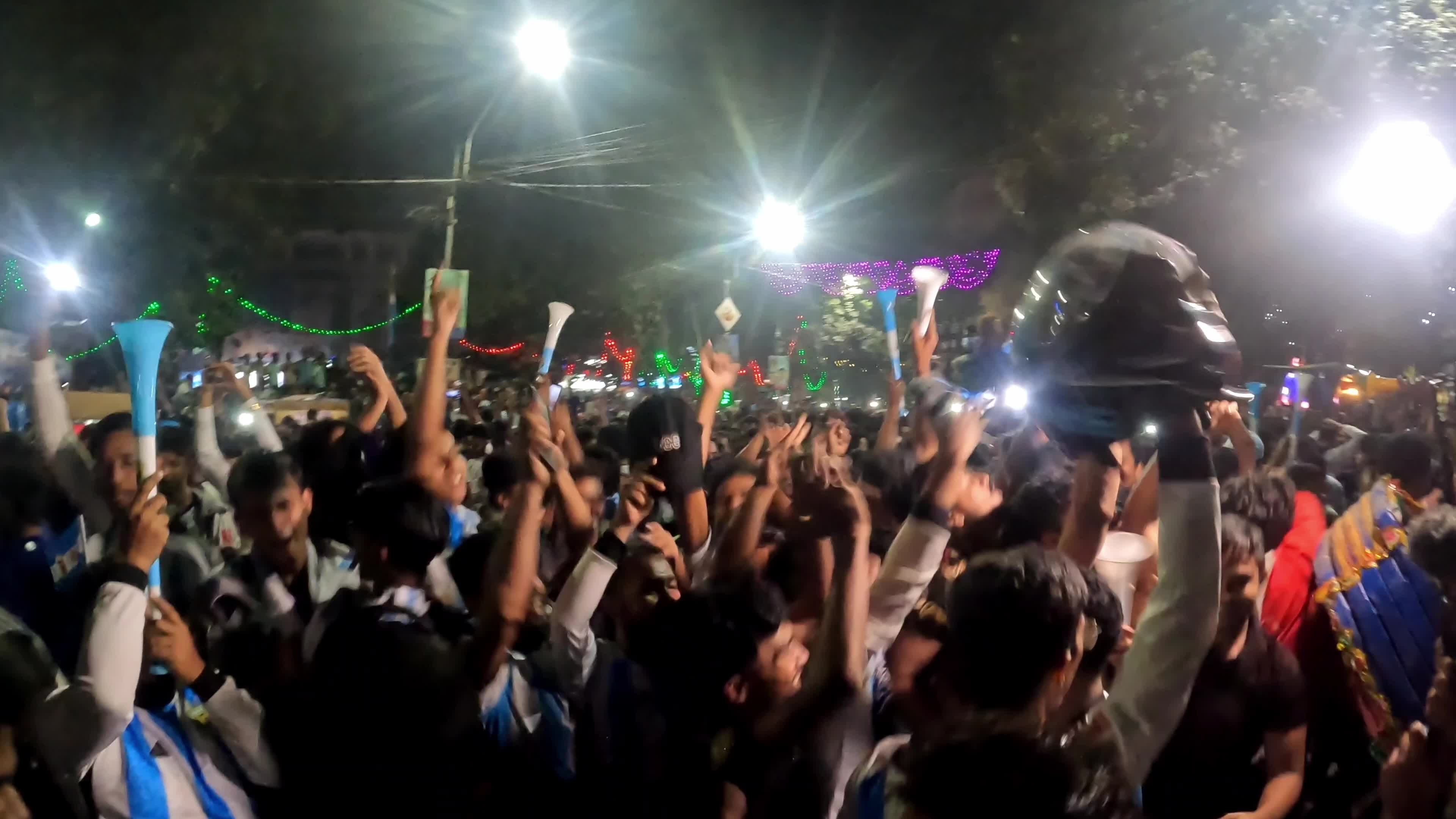 Fans Watch Argentina and Poland Football Match in Dhaka