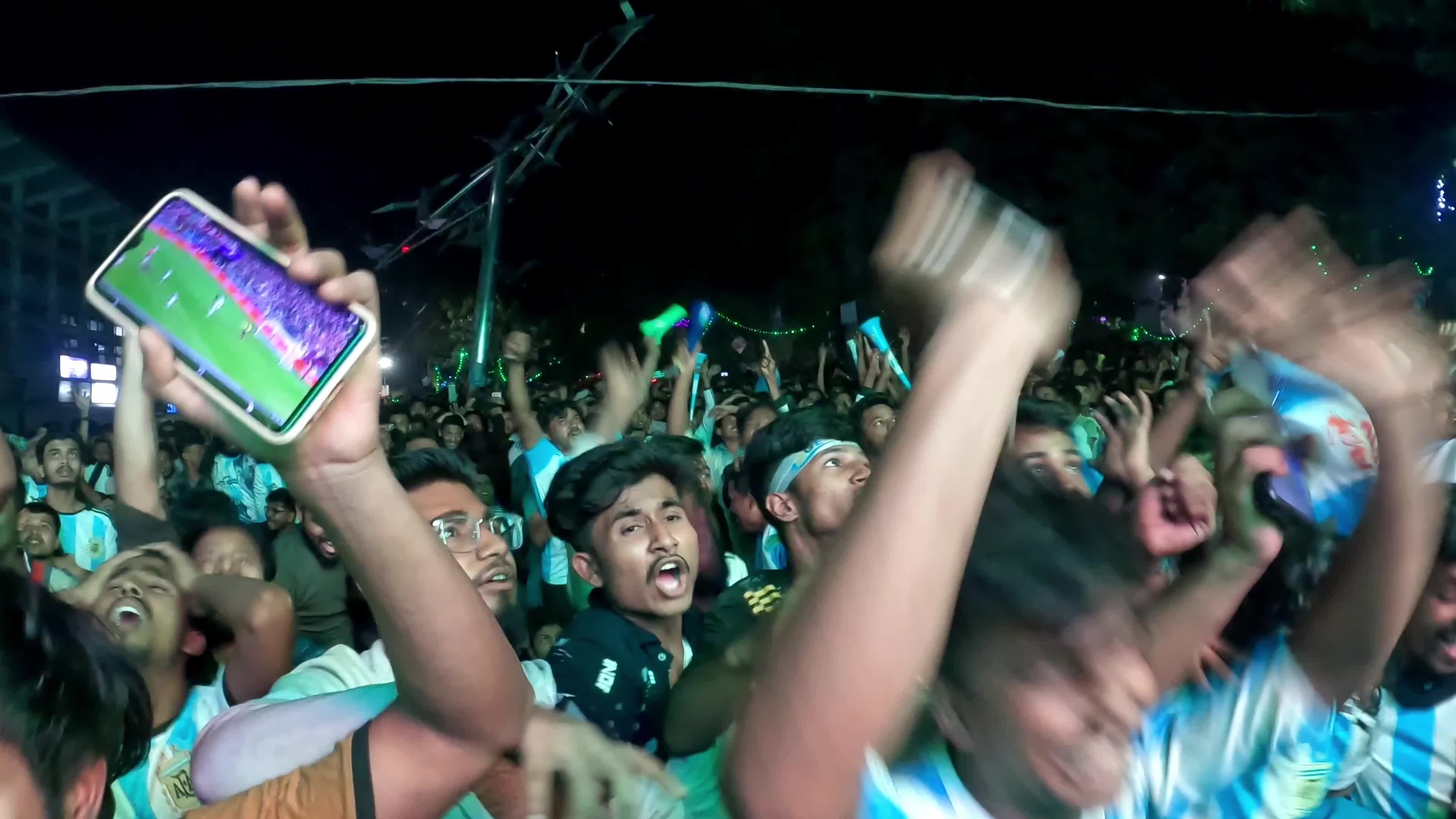 Fans Watch Argentina and Poland Football Match in Dhaka