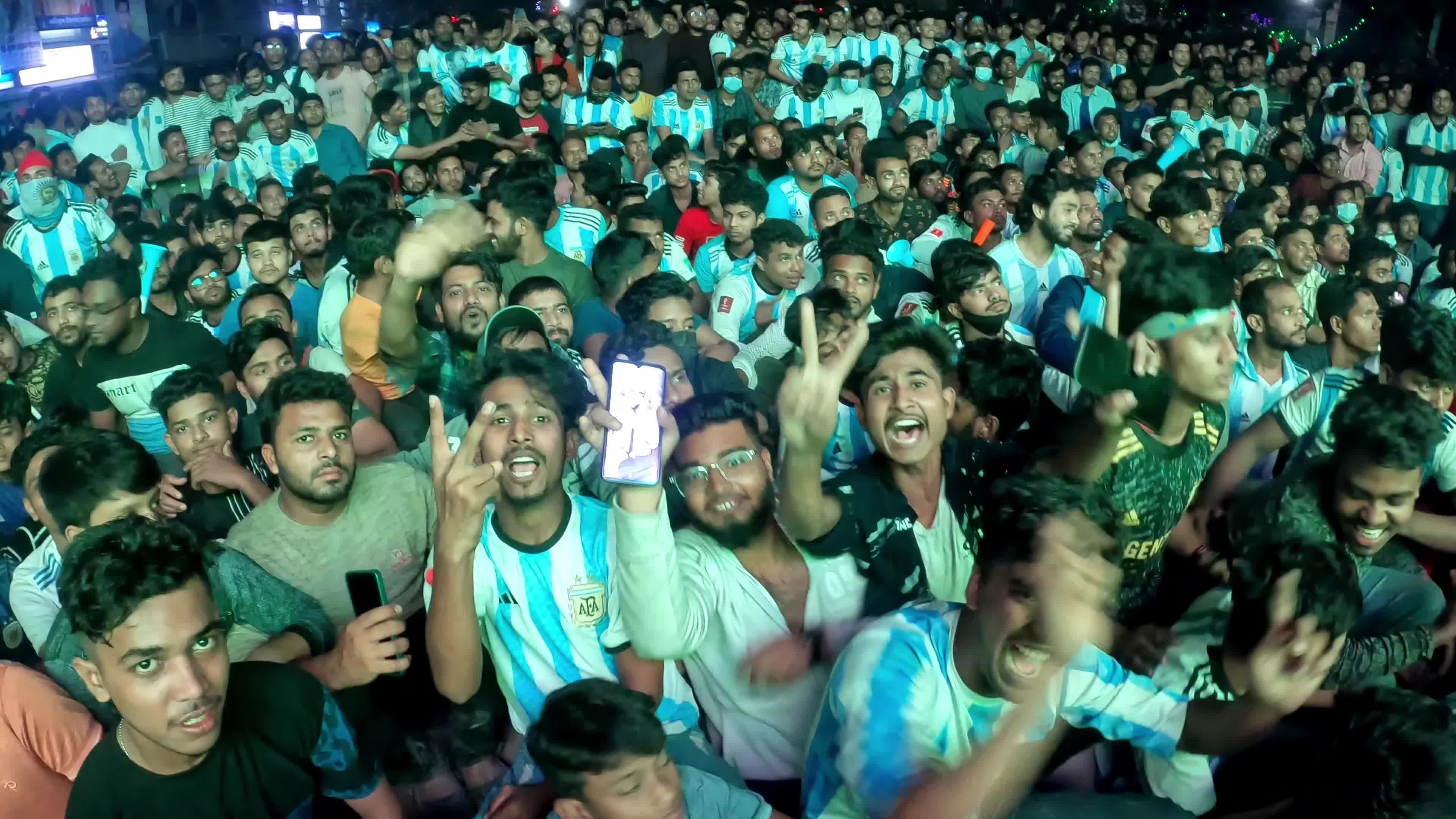 Fans Watch Argentina and Poland Football Match in Dhaka