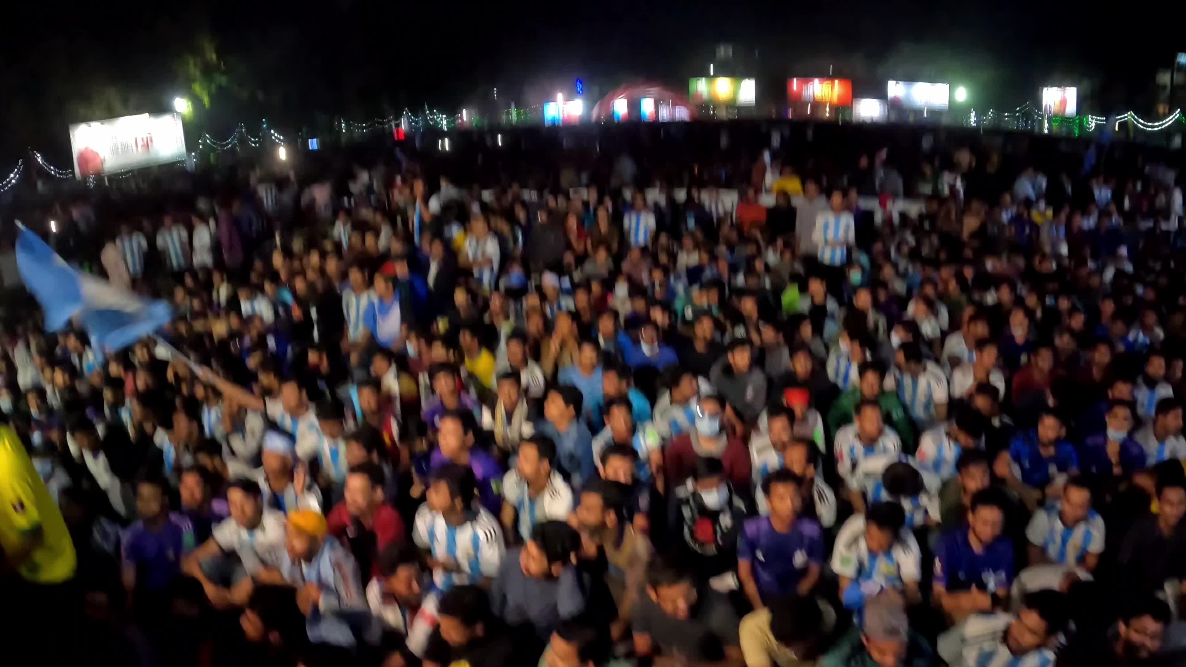 Fans Watch Argentina and Poland Football Match in Dhaka