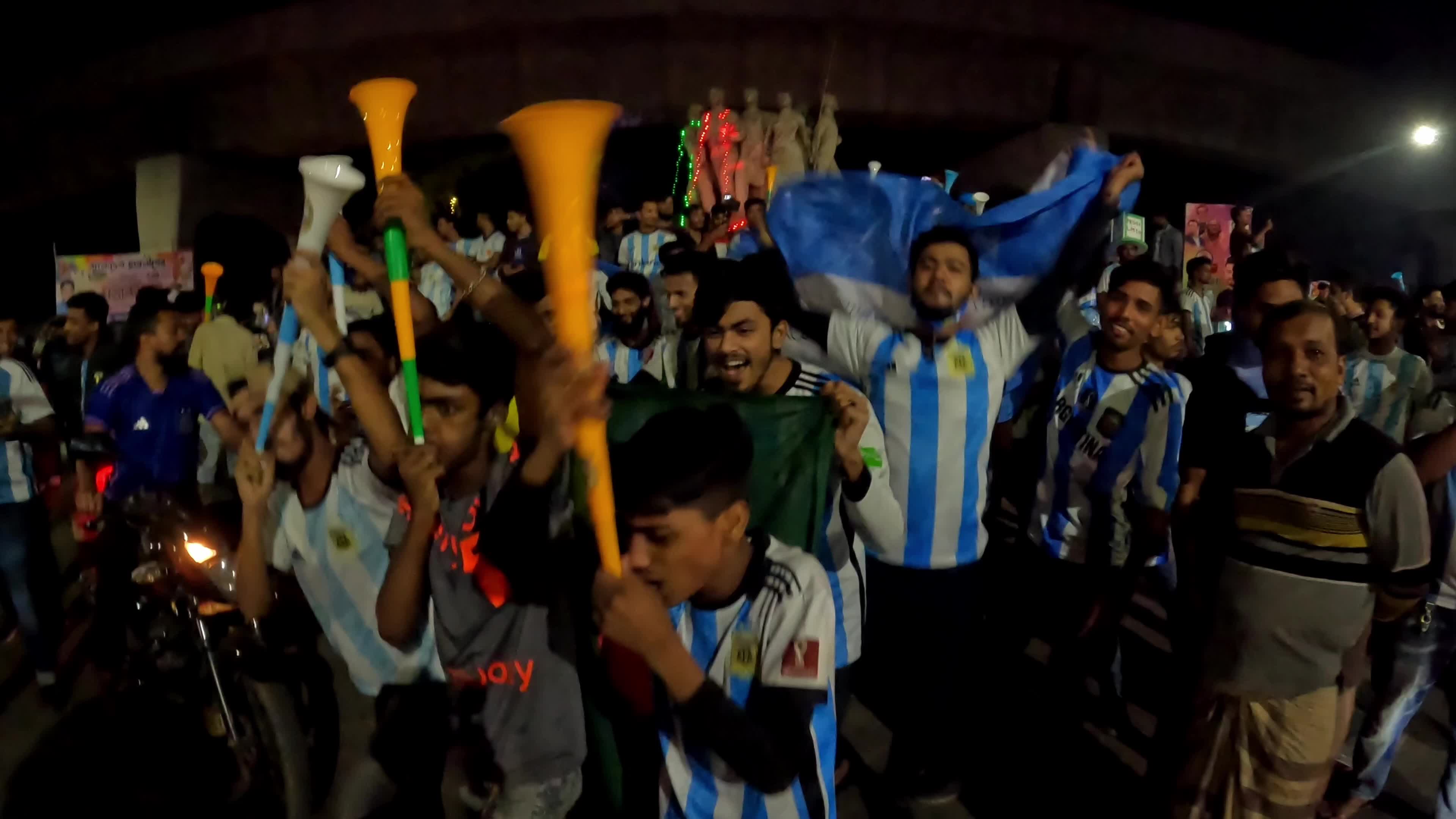 Fans Watch Argentina and Poland Football Match in Dhaka