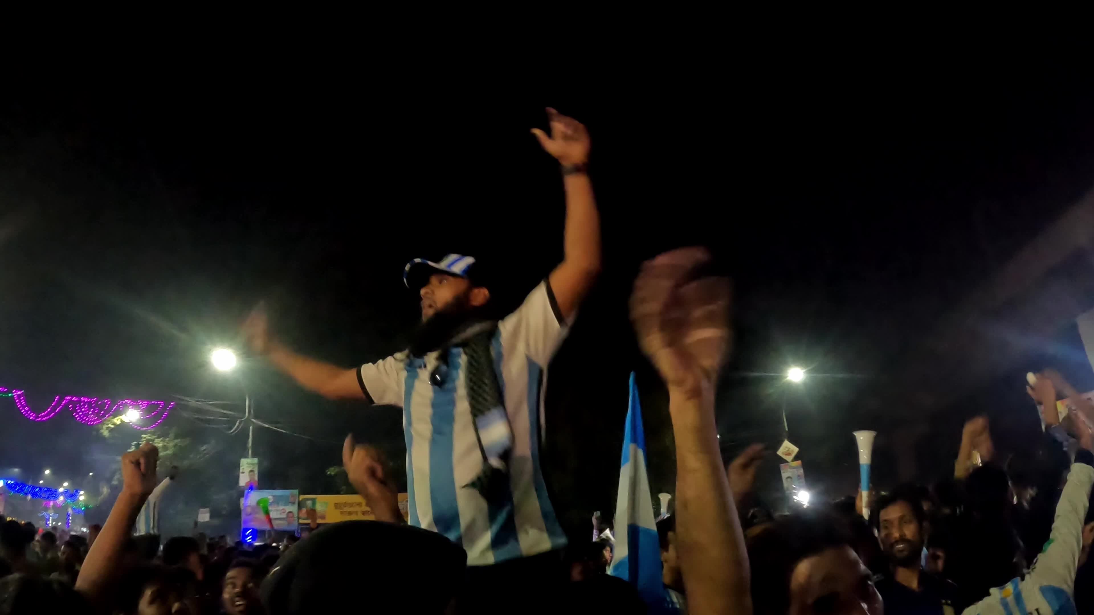 Fans Watch Argentina and Poland Football Match in Dhaka