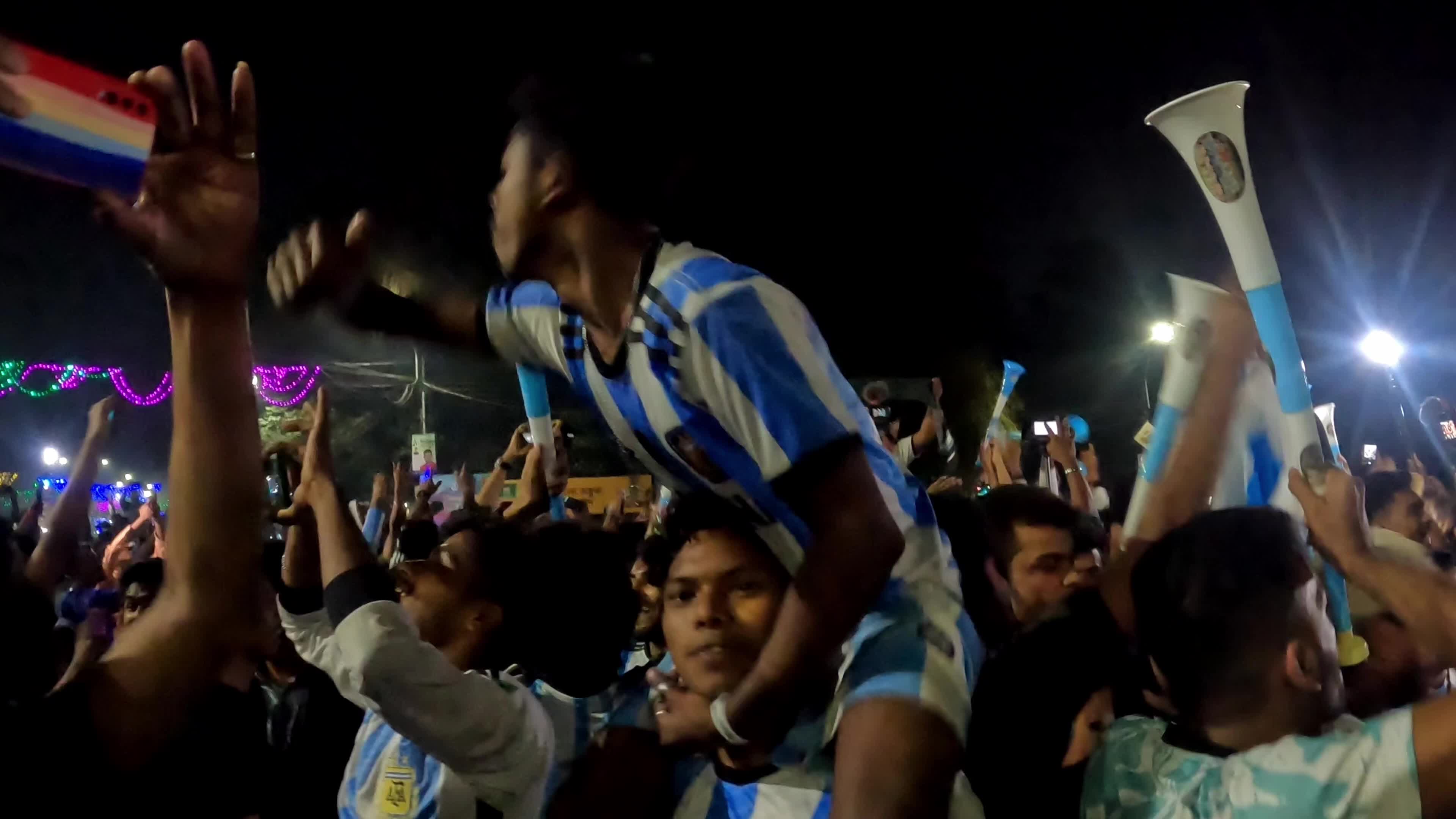 Fans Watch Argentina and Poland Football Match in Dhaka