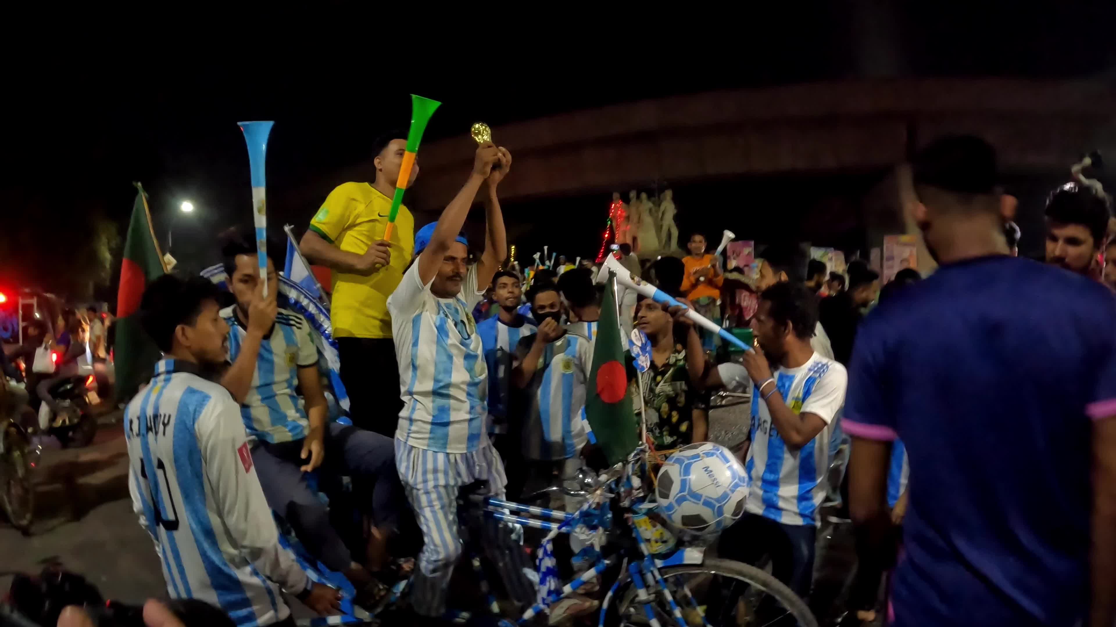 Fans Watch Argentina and Poland Football Match in Dhaka