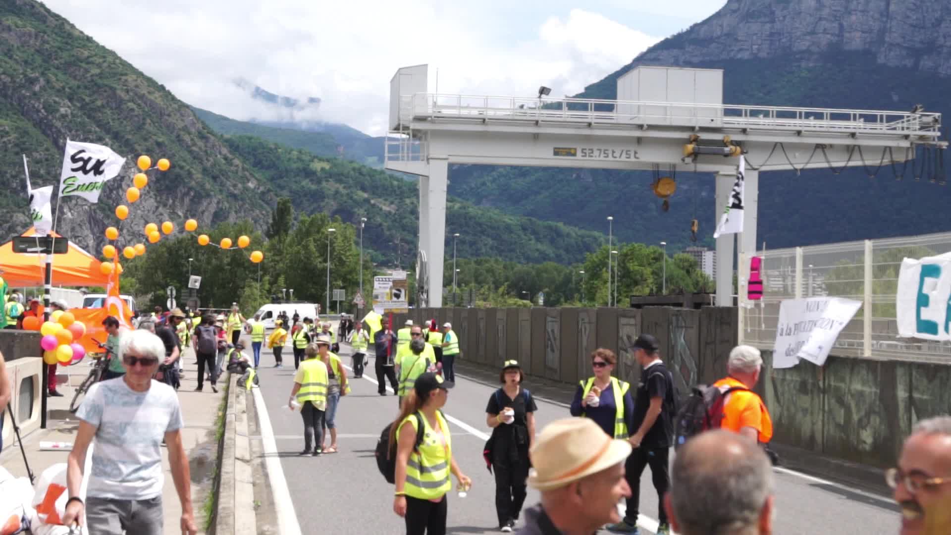 Rally against the privatization of hydroelectric dams in Saint-Egrève in Isère