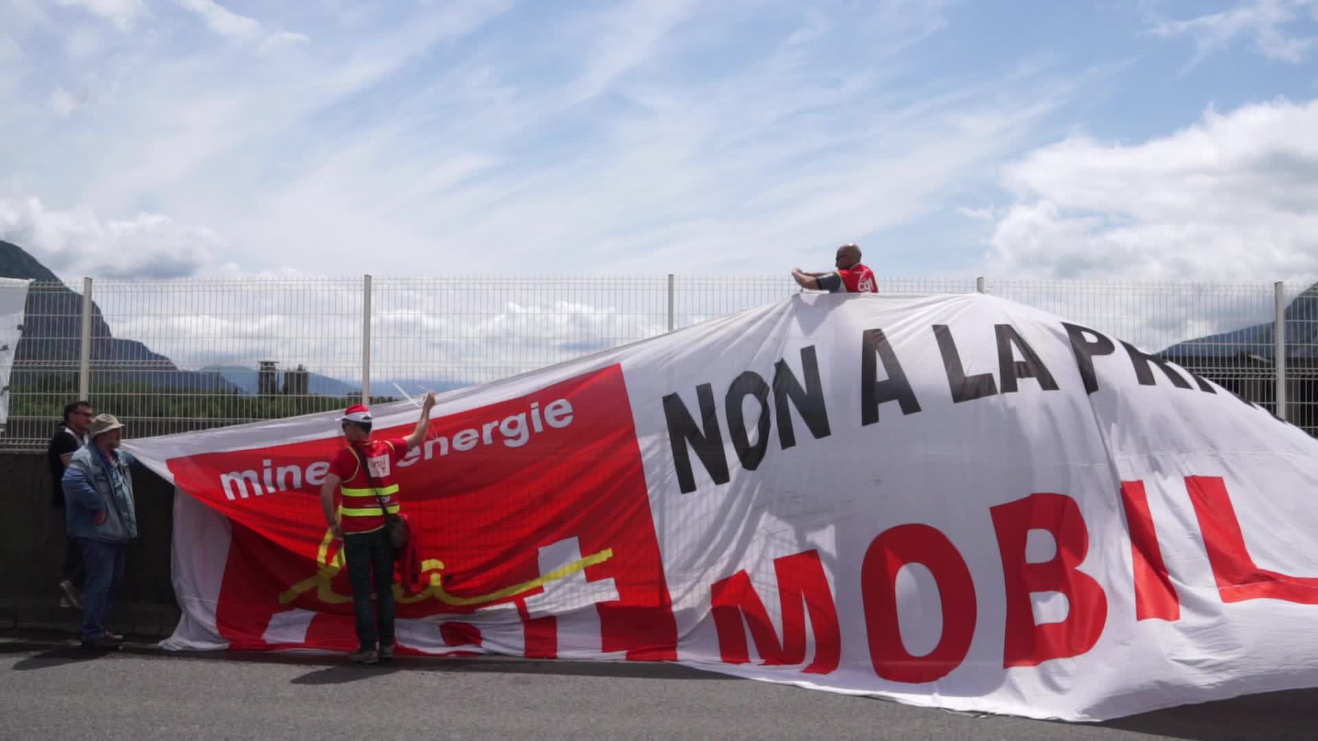 Rally against the privatization of hydroelectric dams in Saint-Egrève in Isère