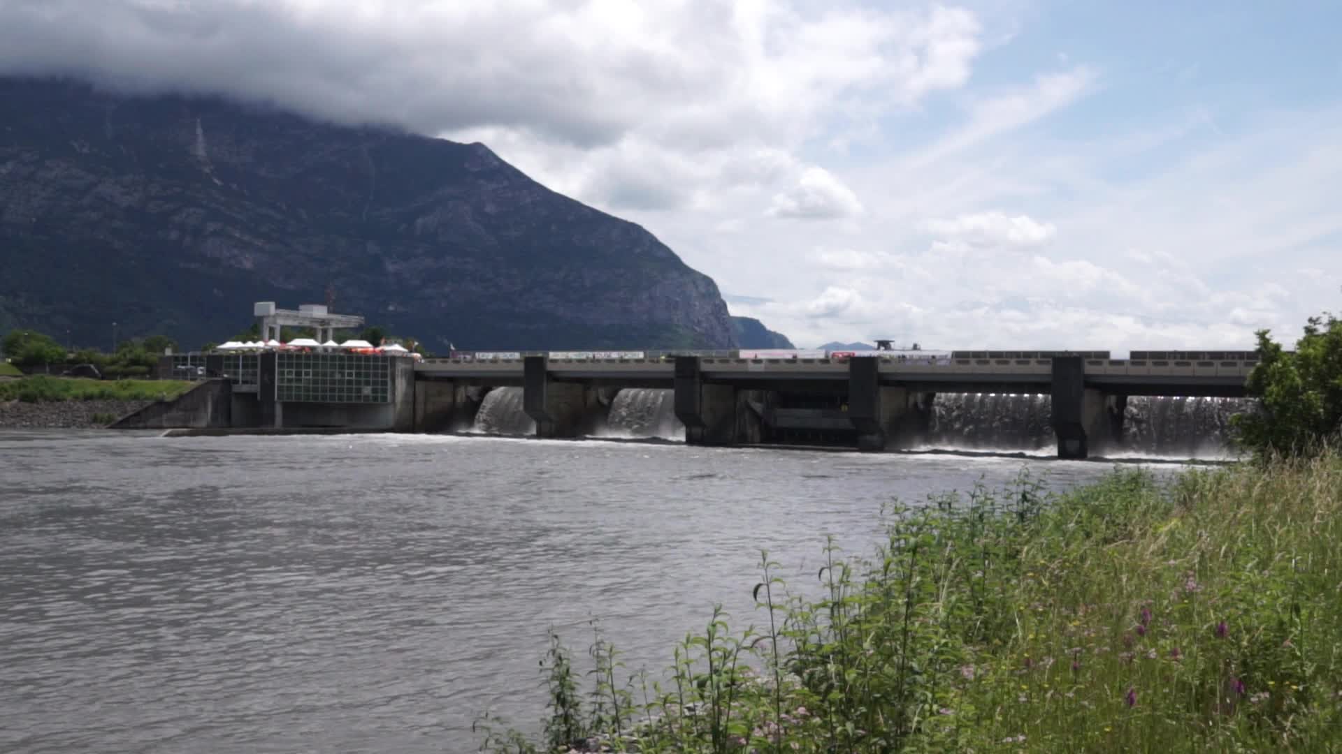 Rally against the privatization of hydroelectric dams in Saint-Egrève in Isère