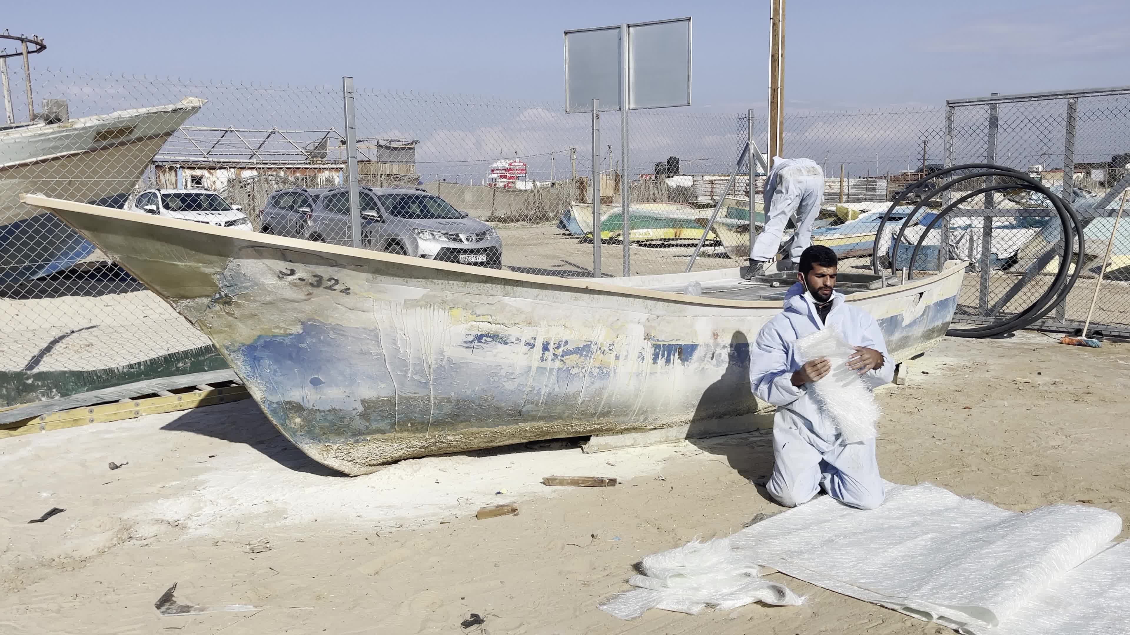 Fiberglass For Repairs Fishing Boat In Gaza