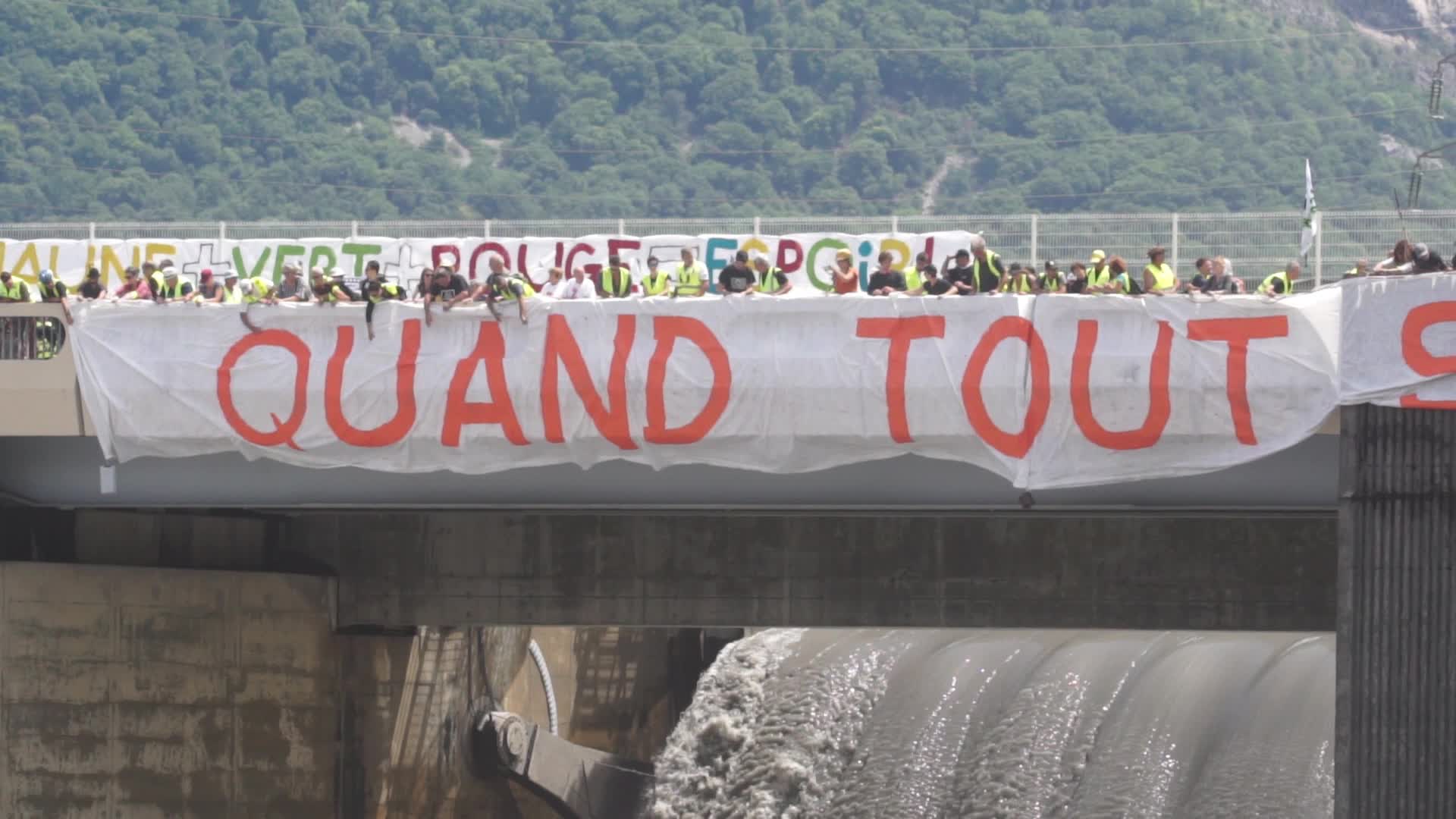 Rally against the privatization of hydroelectric dams in Saint-Egrève in Isère