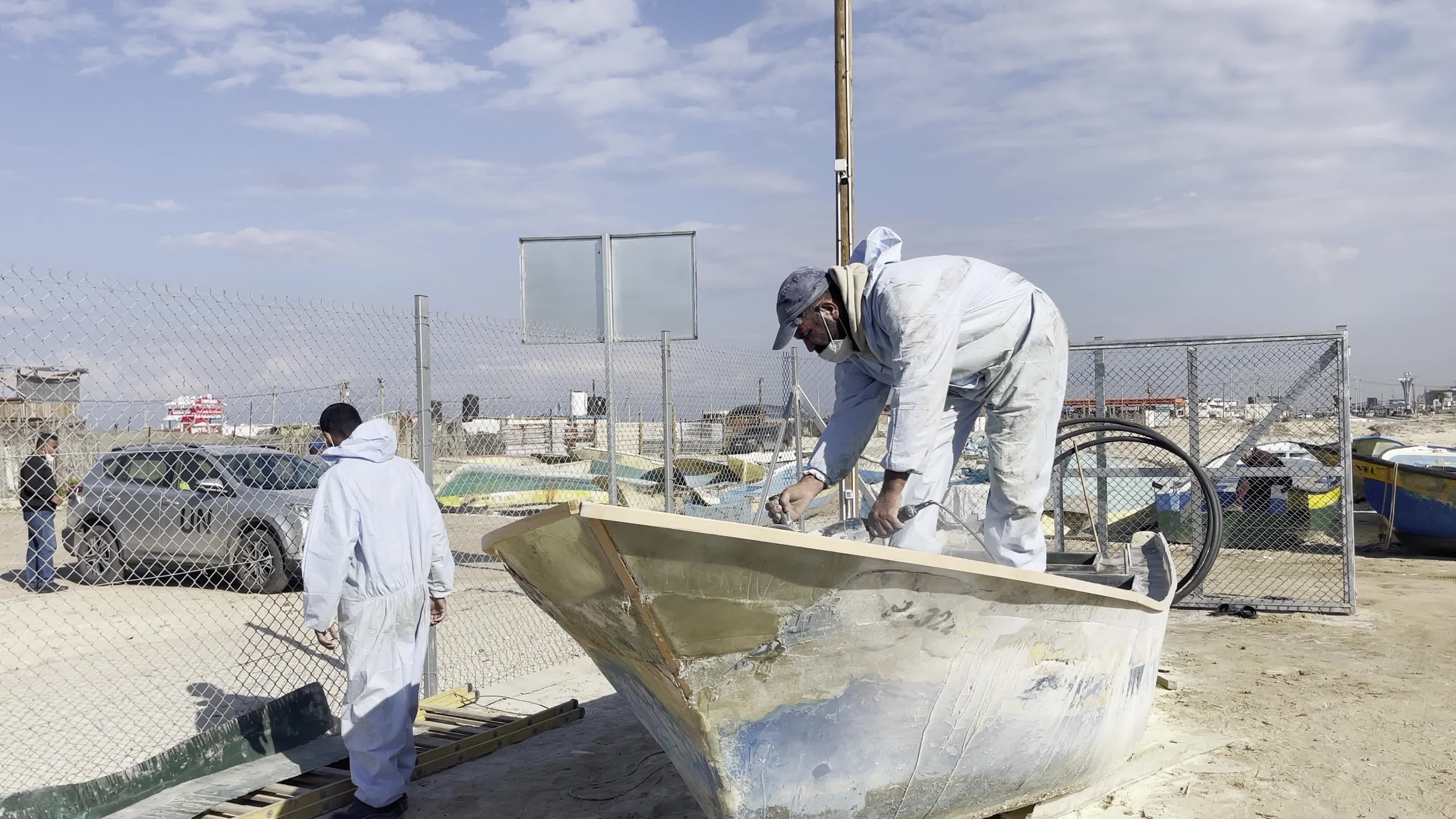 Fiberglass For Repairs Fishing Boat In Gaza