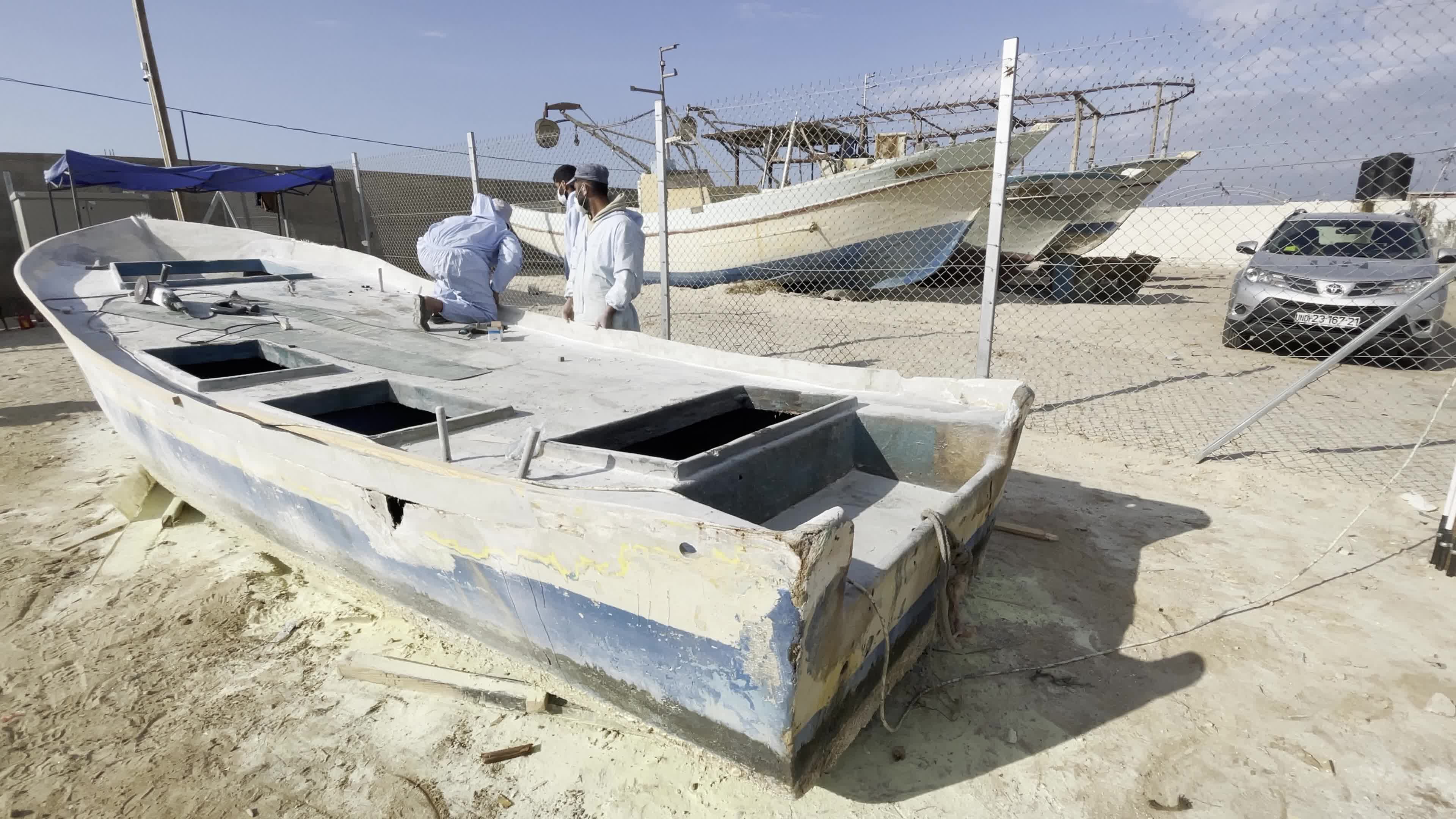 Fiberglass For Repairs Fishing Boat In Gaza