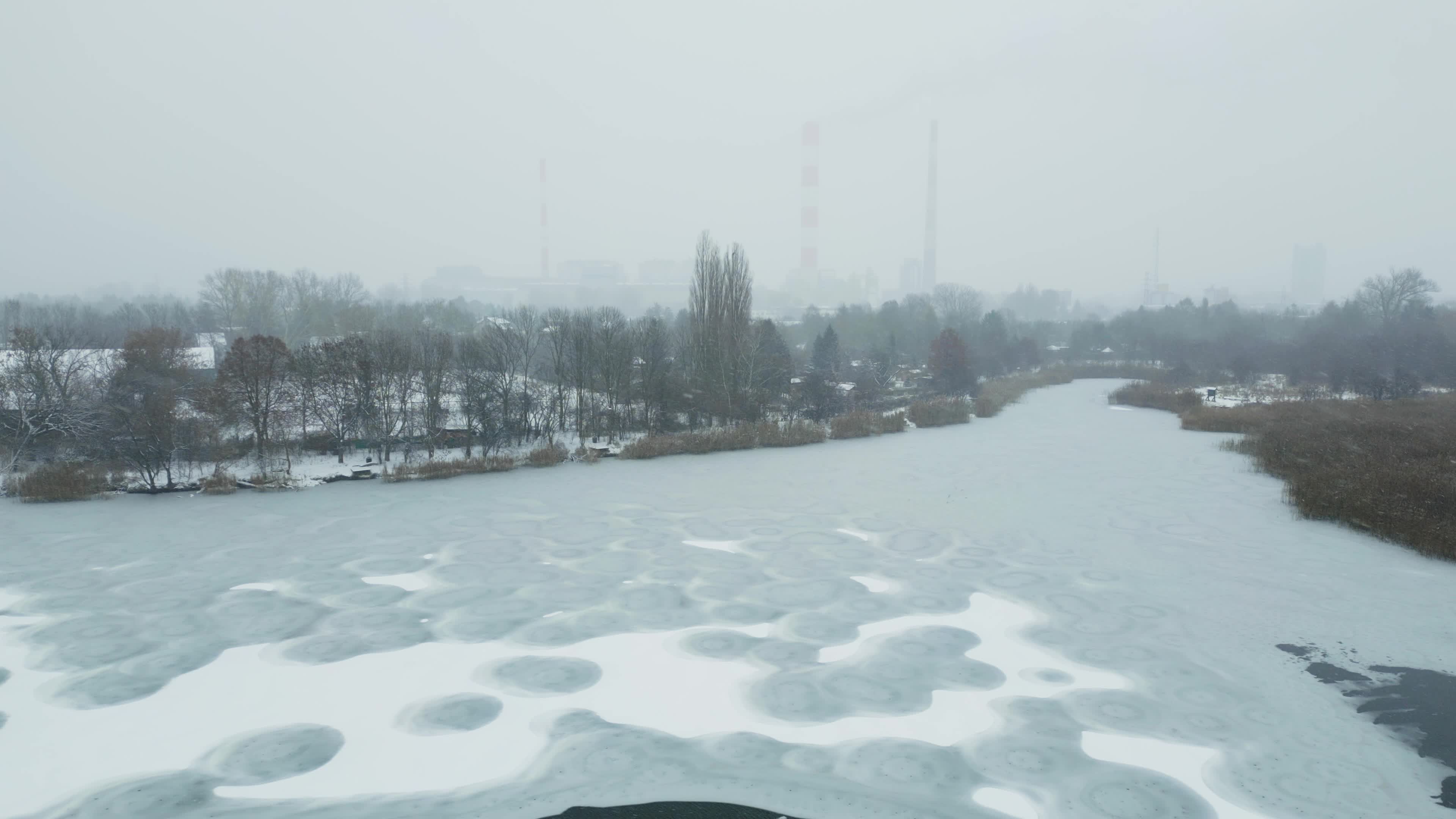 Winter Swimmers in Warsaw During Snowstorm