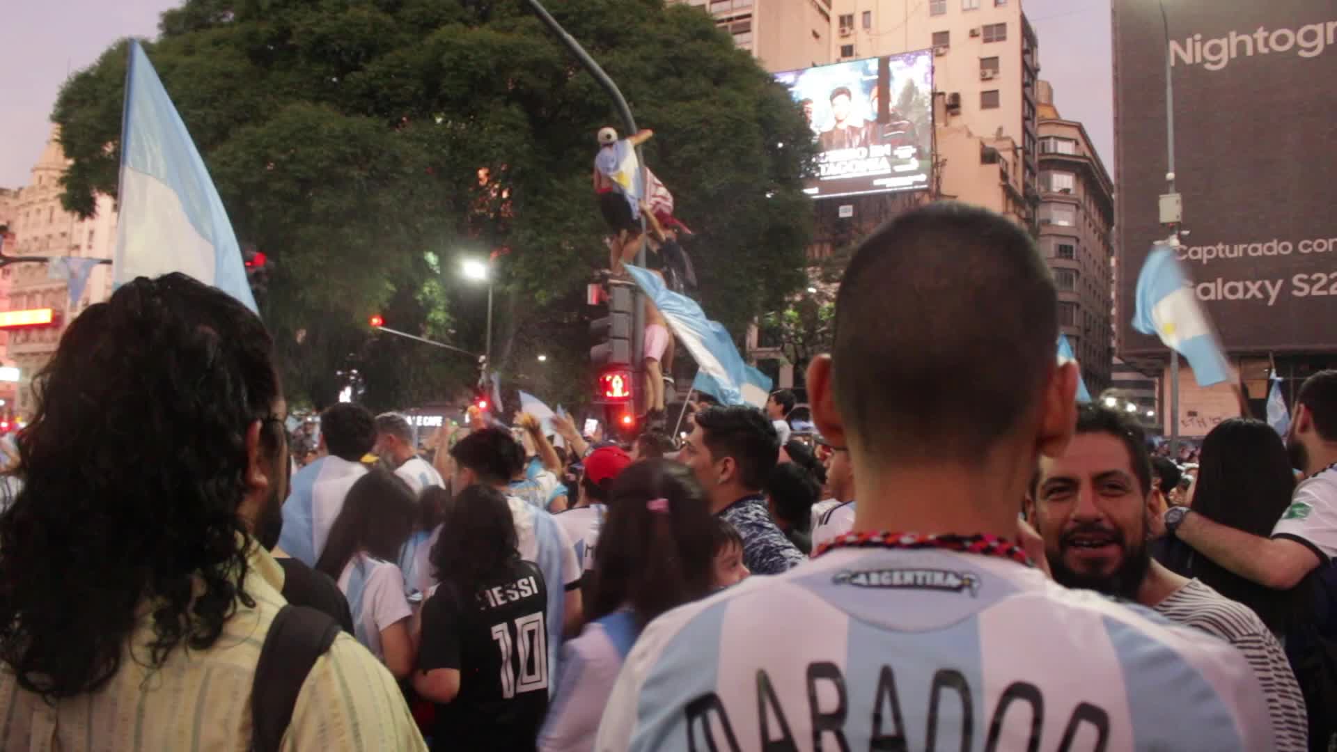 World Cup: Celebrations in the streets of Buenos Aires after Argentina's victory over Croatia in the semifinals.