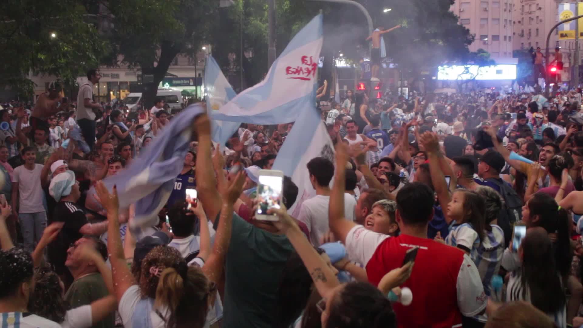 World Cup: Celebrations in the streets of Buenos Aires after Argentina's victory over Croatia in the semifinals.
