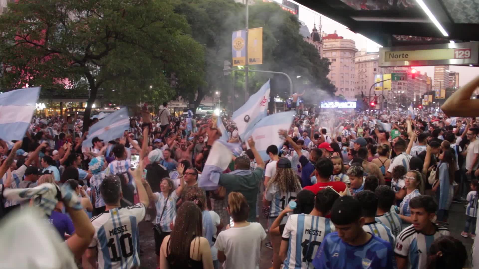 World Cup: Celebrations in the streets of Buenos Aires after Argentina's victory over Croatia in the semifinals.