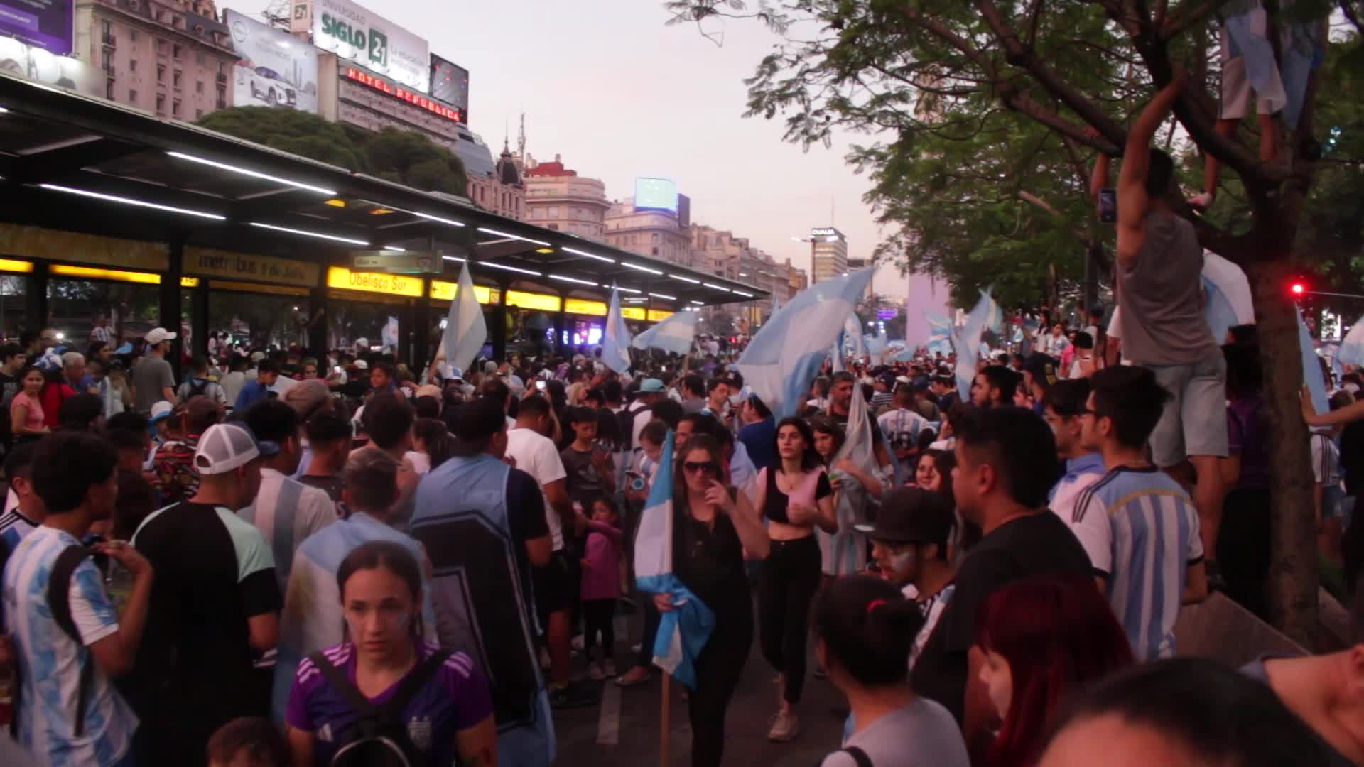 World Cup: Celebrations in the streets of Buenos Aires after Argentina's victory over Croatia in the semifinals.
