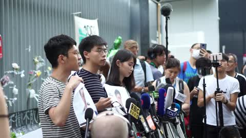 Pro-democracy activists responding in their news conference after Hong Kong leader's press conference