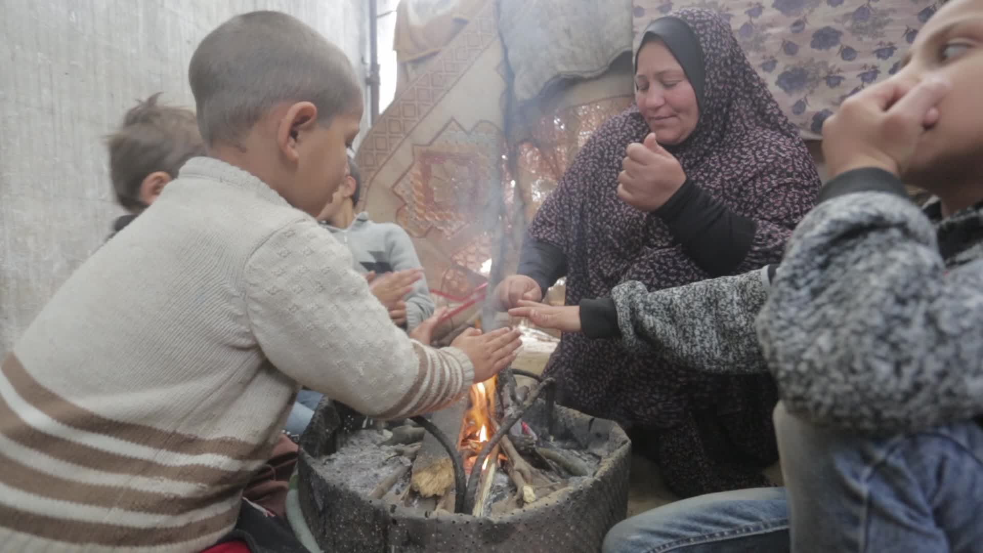 Cold weather in Gaza City