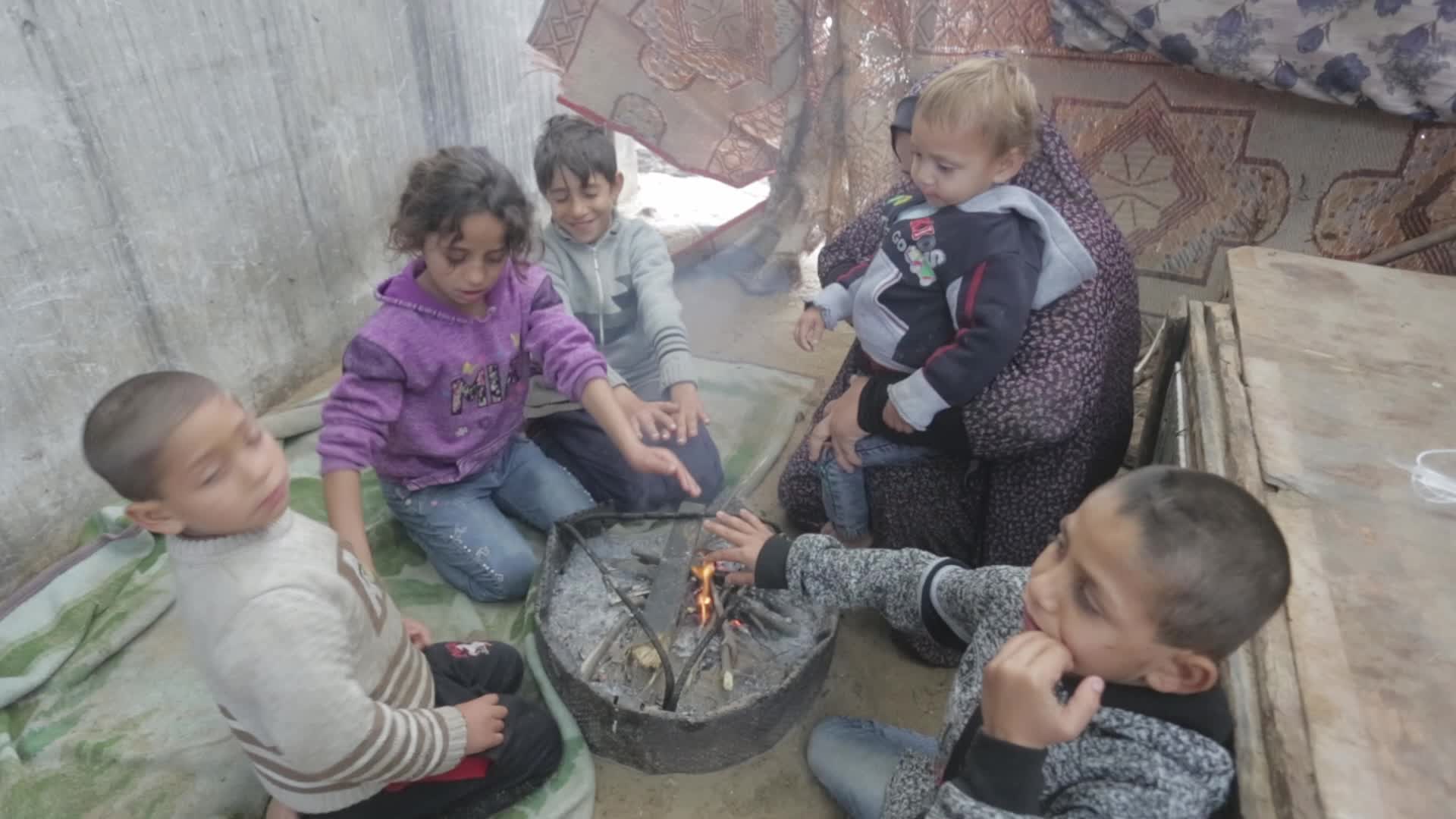 Cold weather in Gaza City