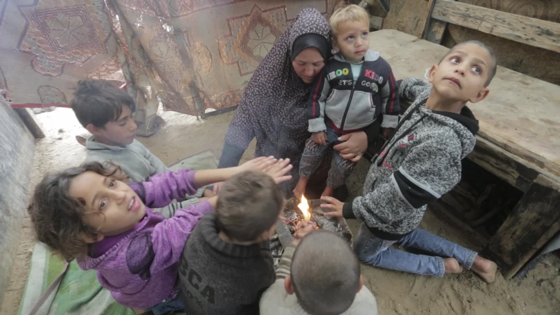 Cold weather in Gaza City