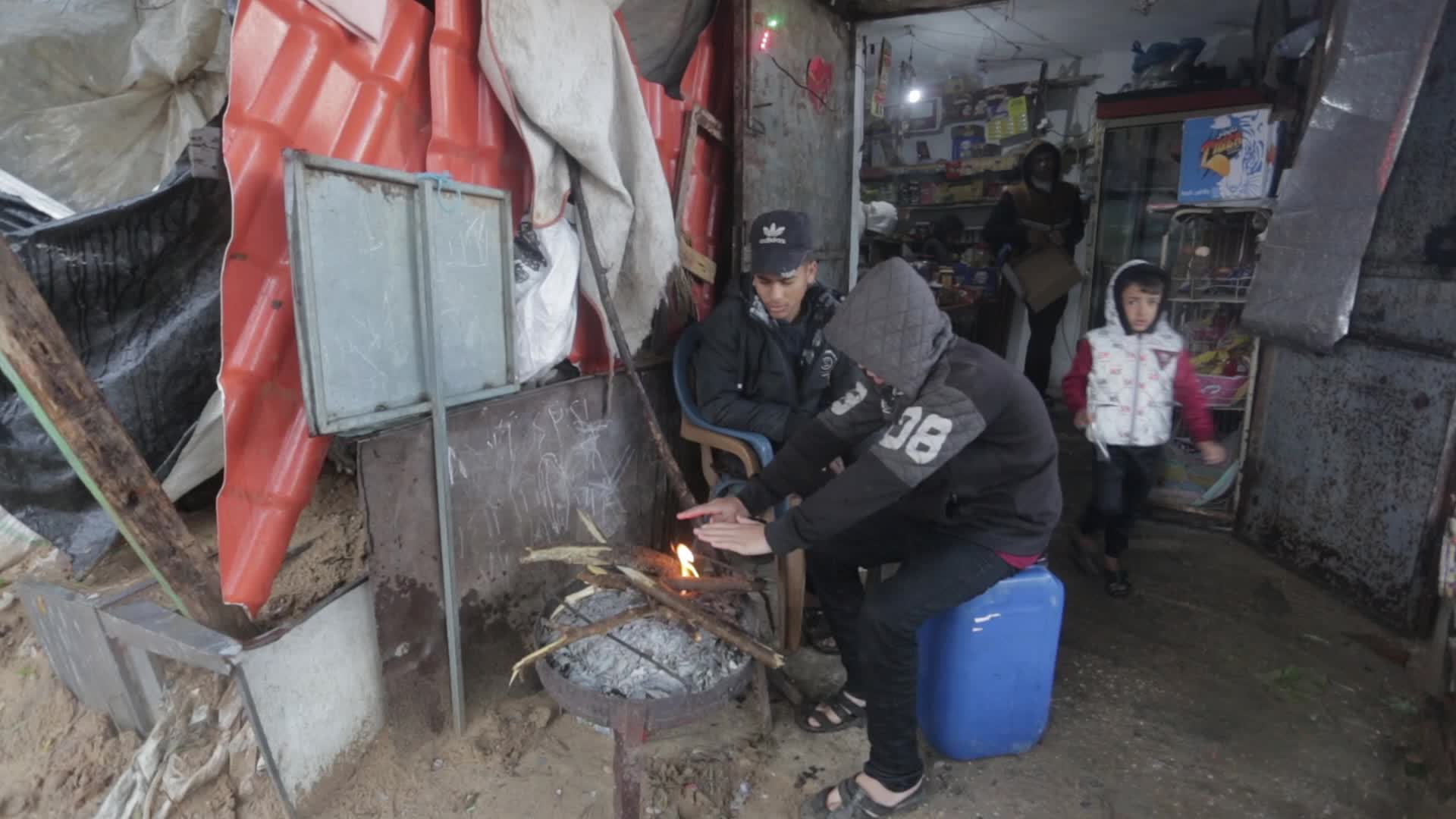 Cold weather in Gaza City