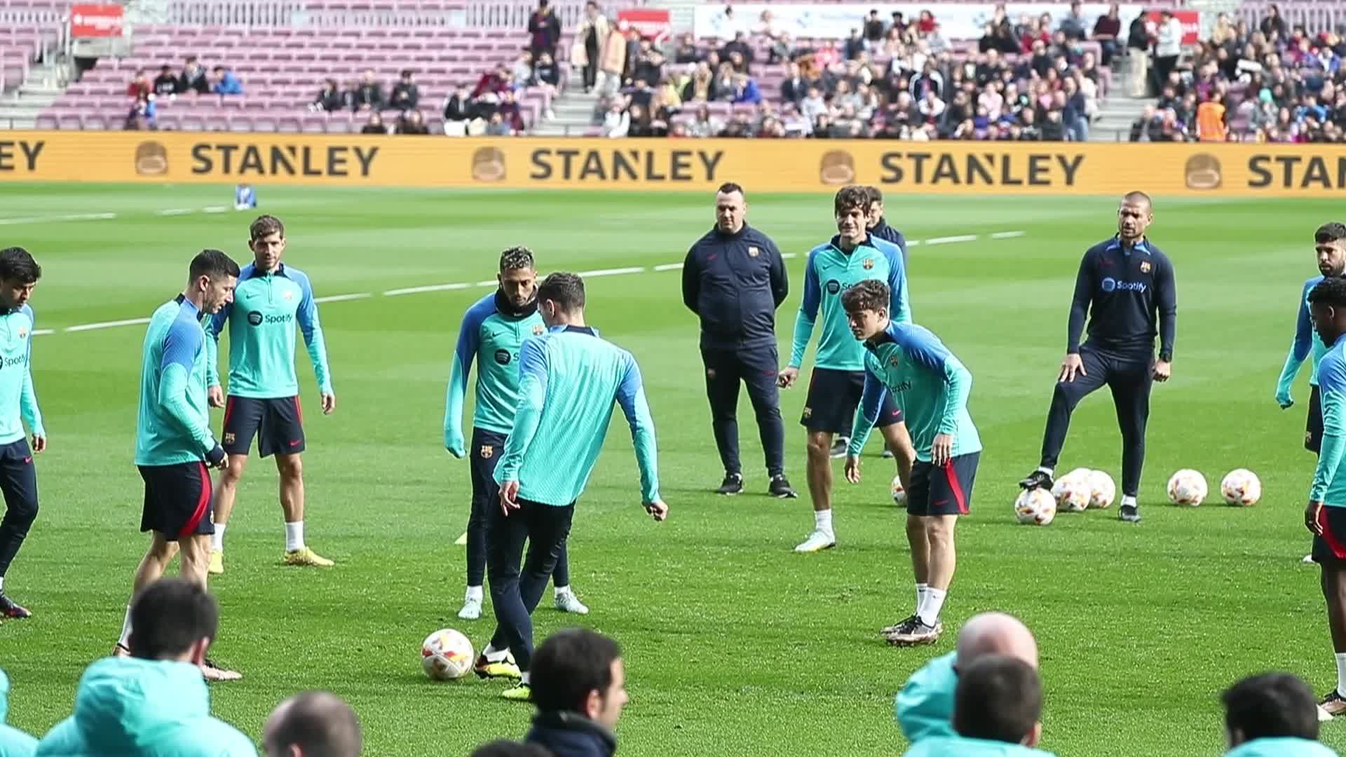 Open doors training of FC Barcelona at the Camp Nou