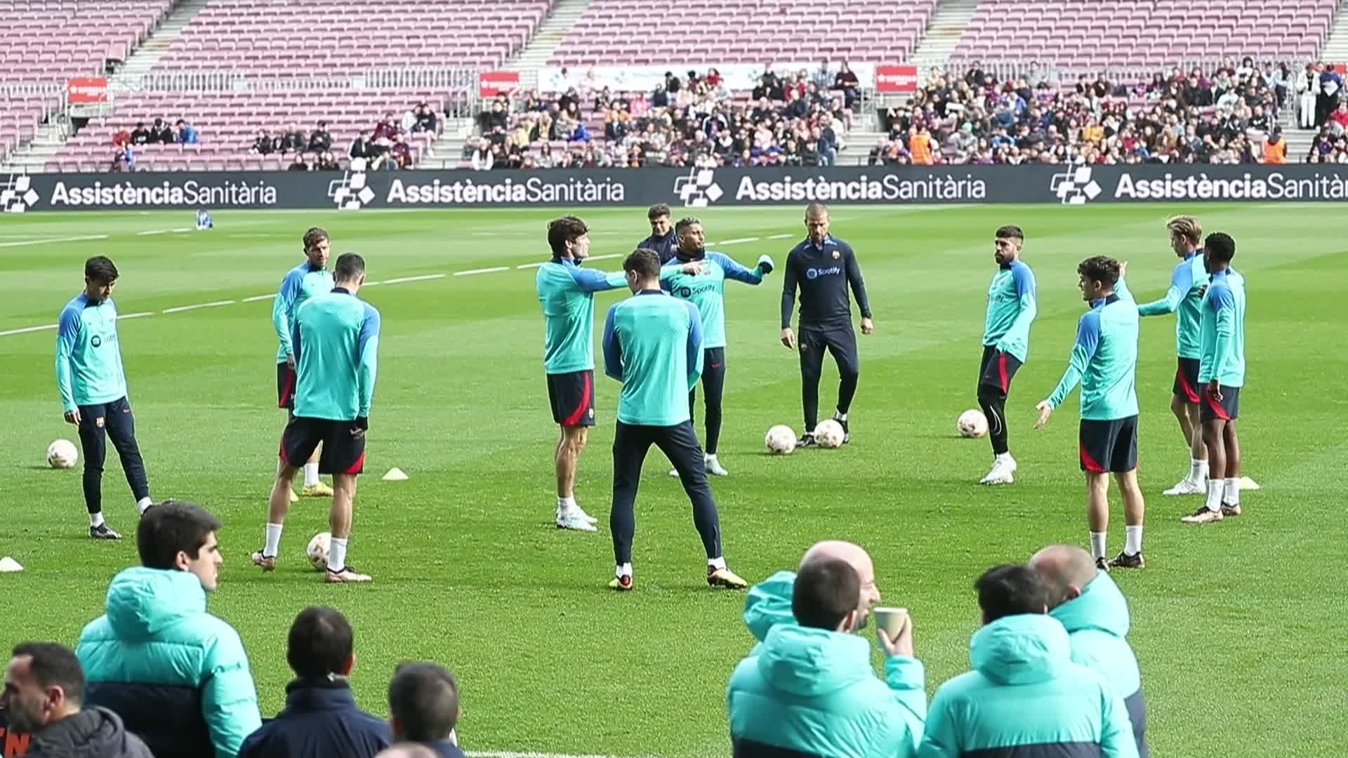 Open doors training of FC Barcelona at the Camp Nou