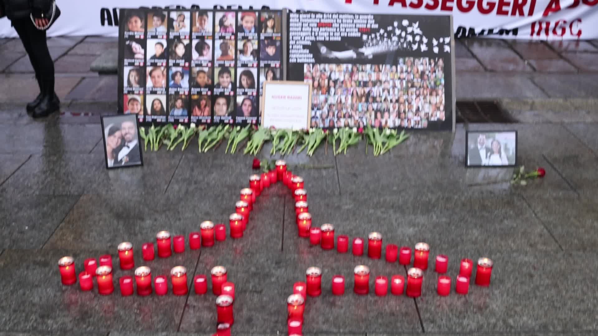 People march In Torino to honor victims of PS752 plane crashed in Teheran
