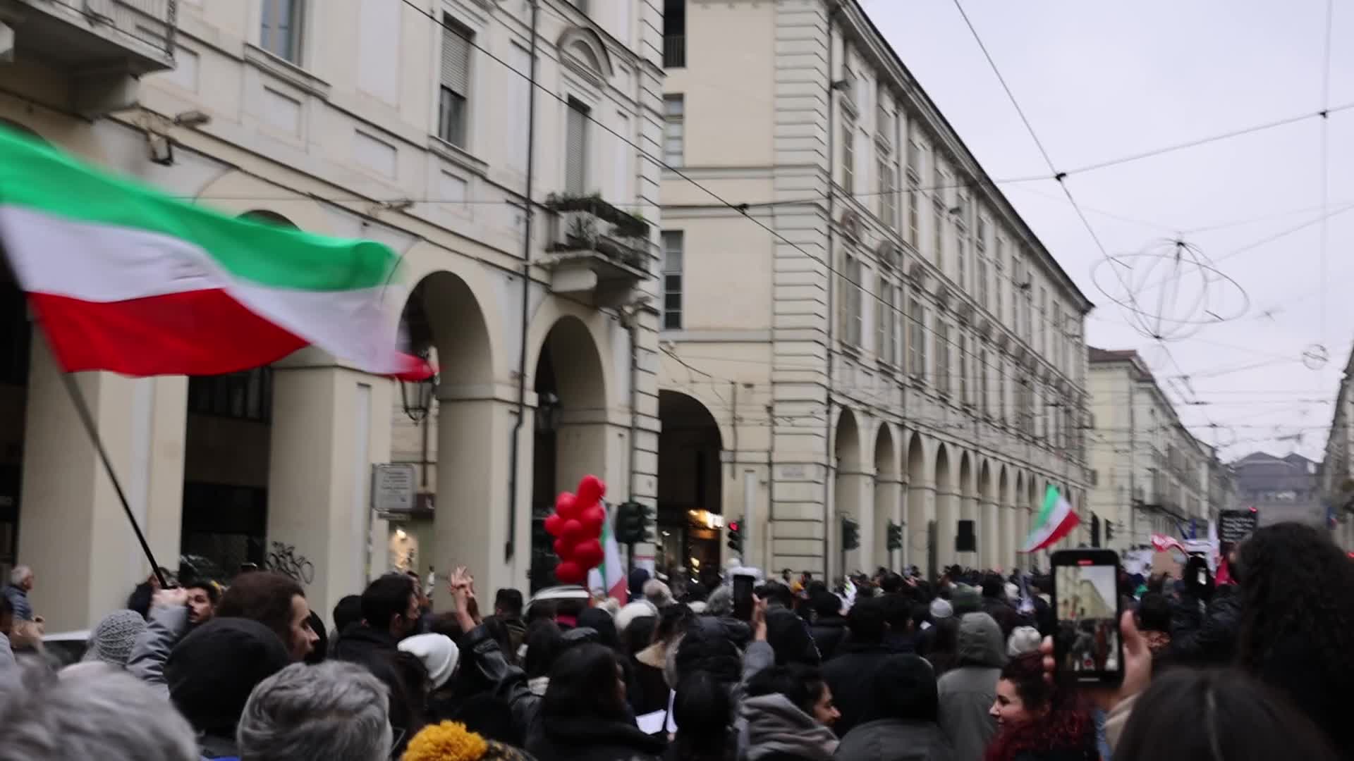 People march In Torino to honor victims of PS752 plane crashed in Teheran