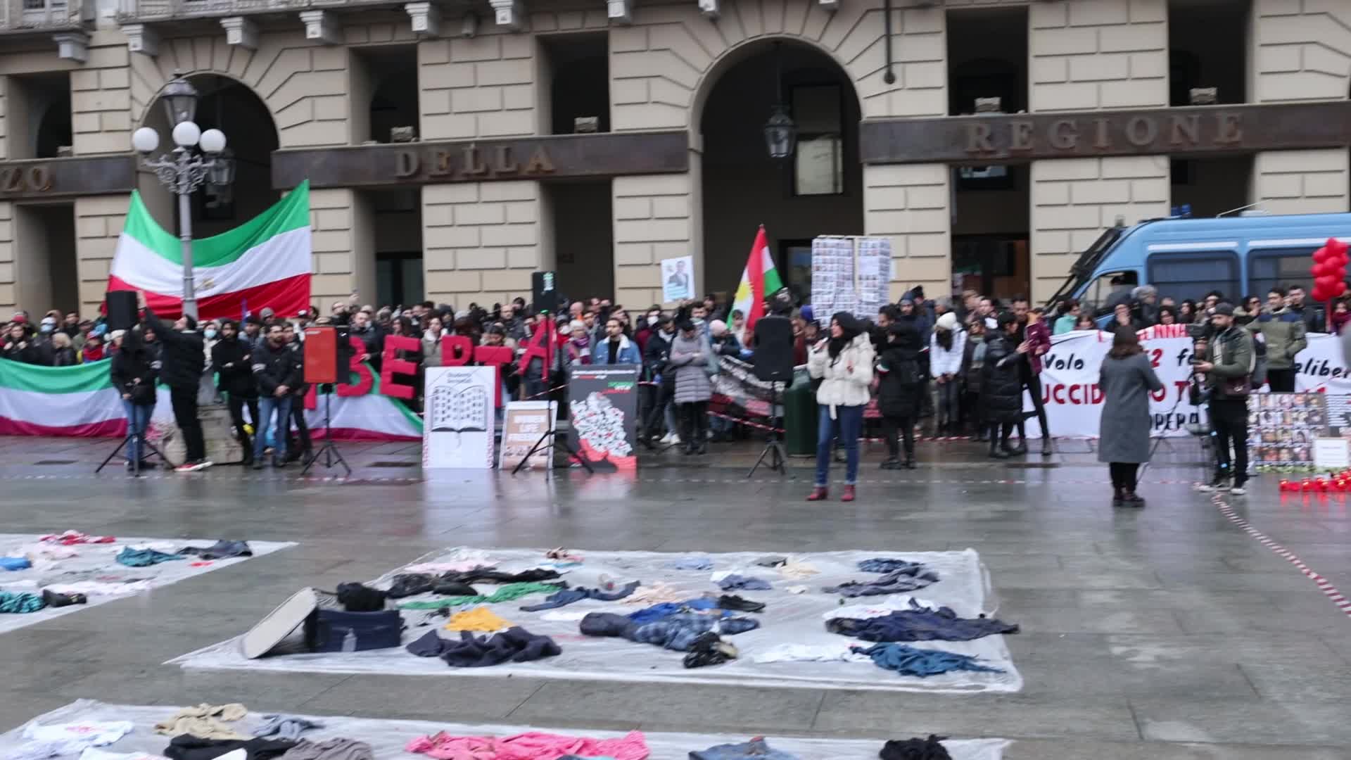 People march In Torino to honor victims of PS752 plane crashed in Teheran