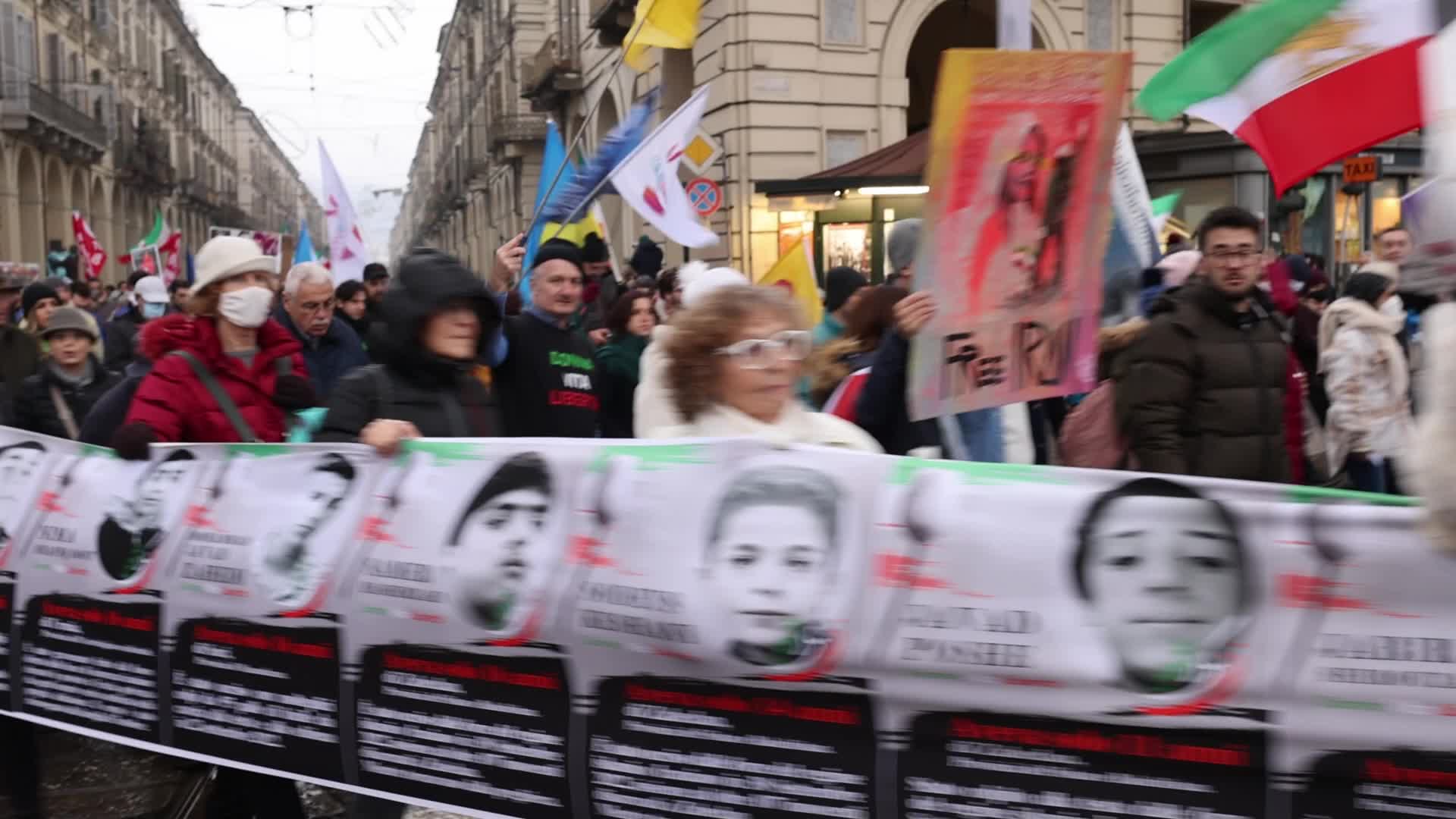 People march In Torino to honor victims of PS752 plane crashed in Teheran