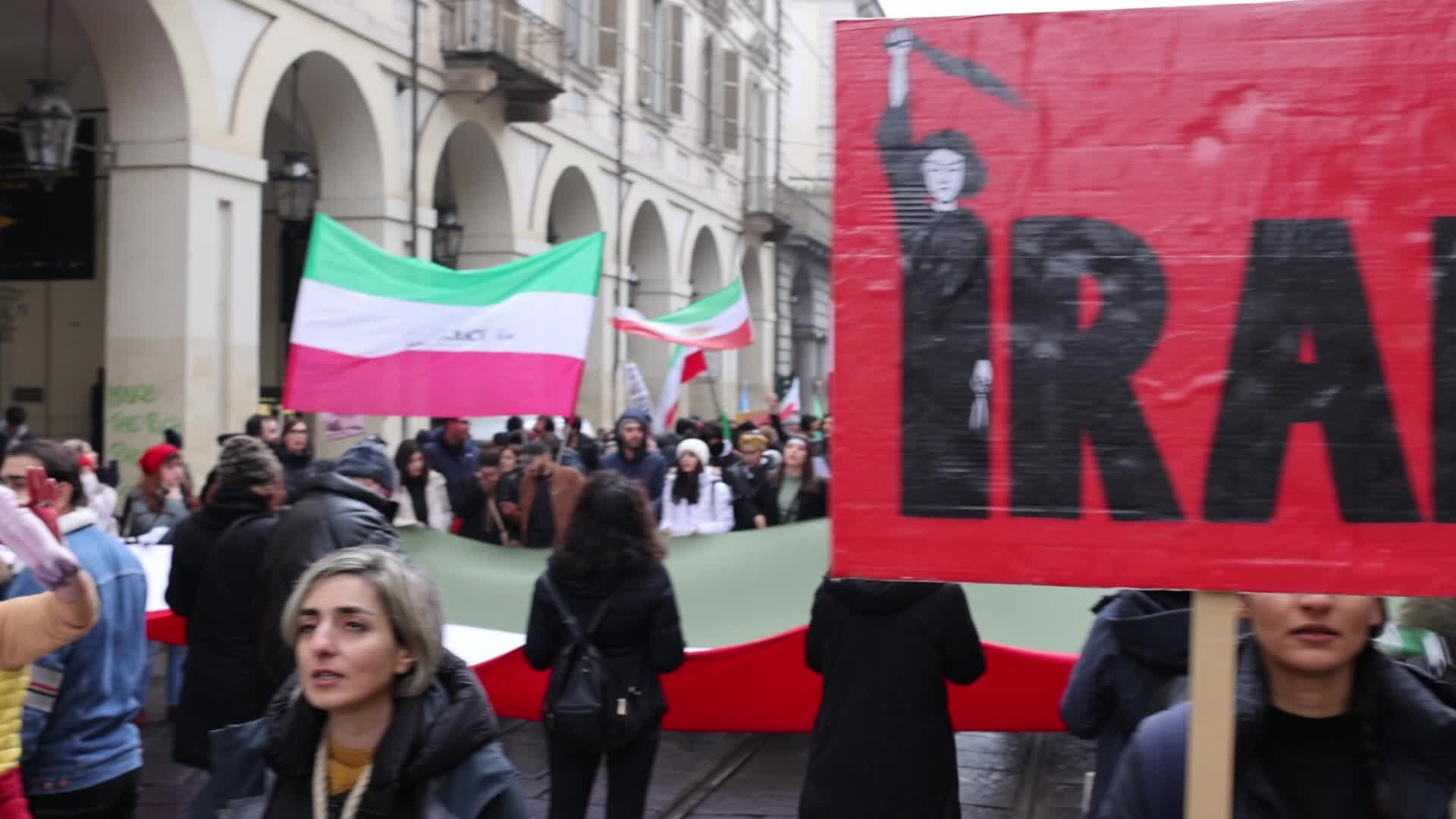 People march In Torino to honor victims of PS752 plane crashed in Teheran