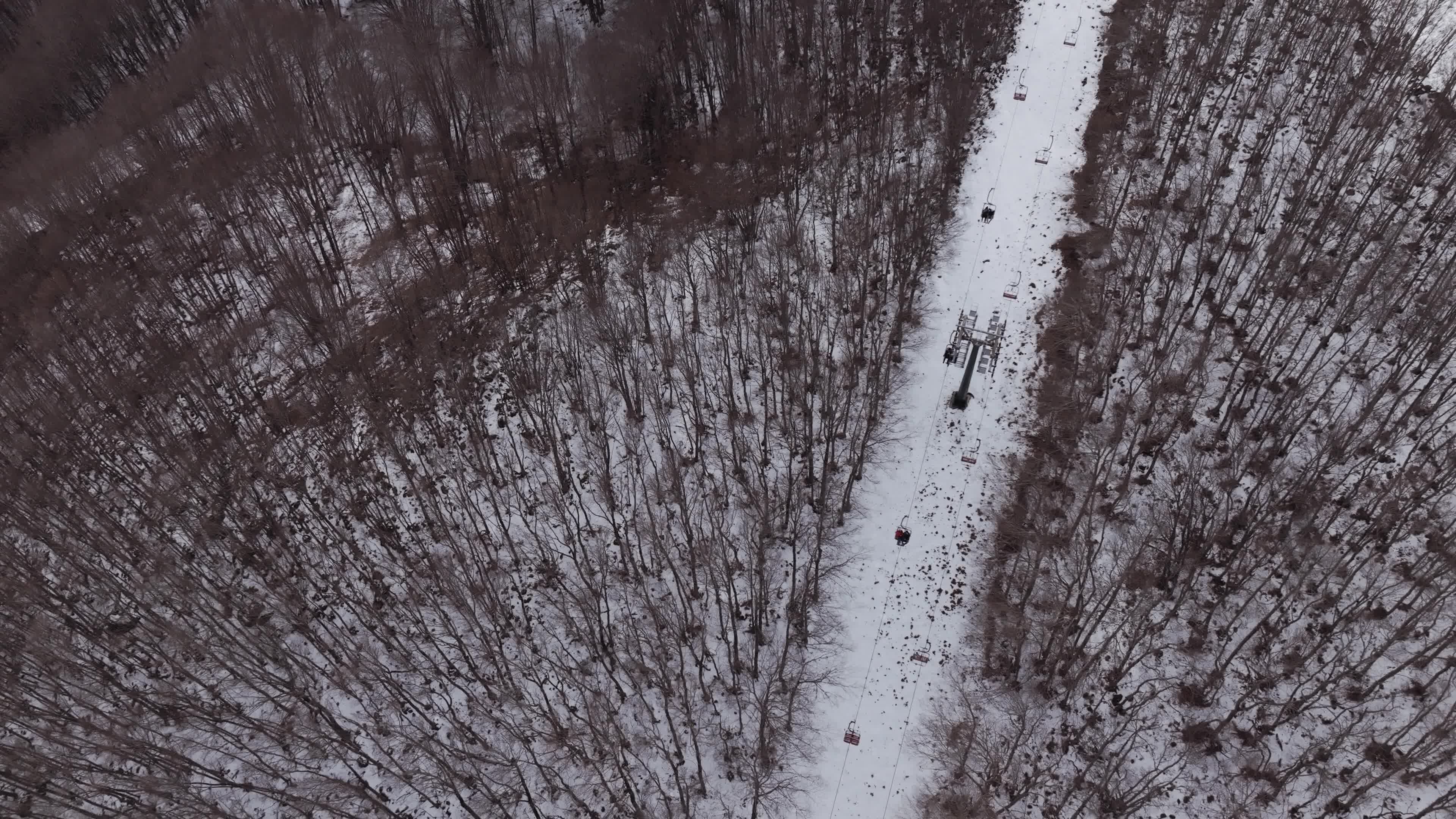 Drone View of Snow-Covered Mountains in Roccaraso, Italy