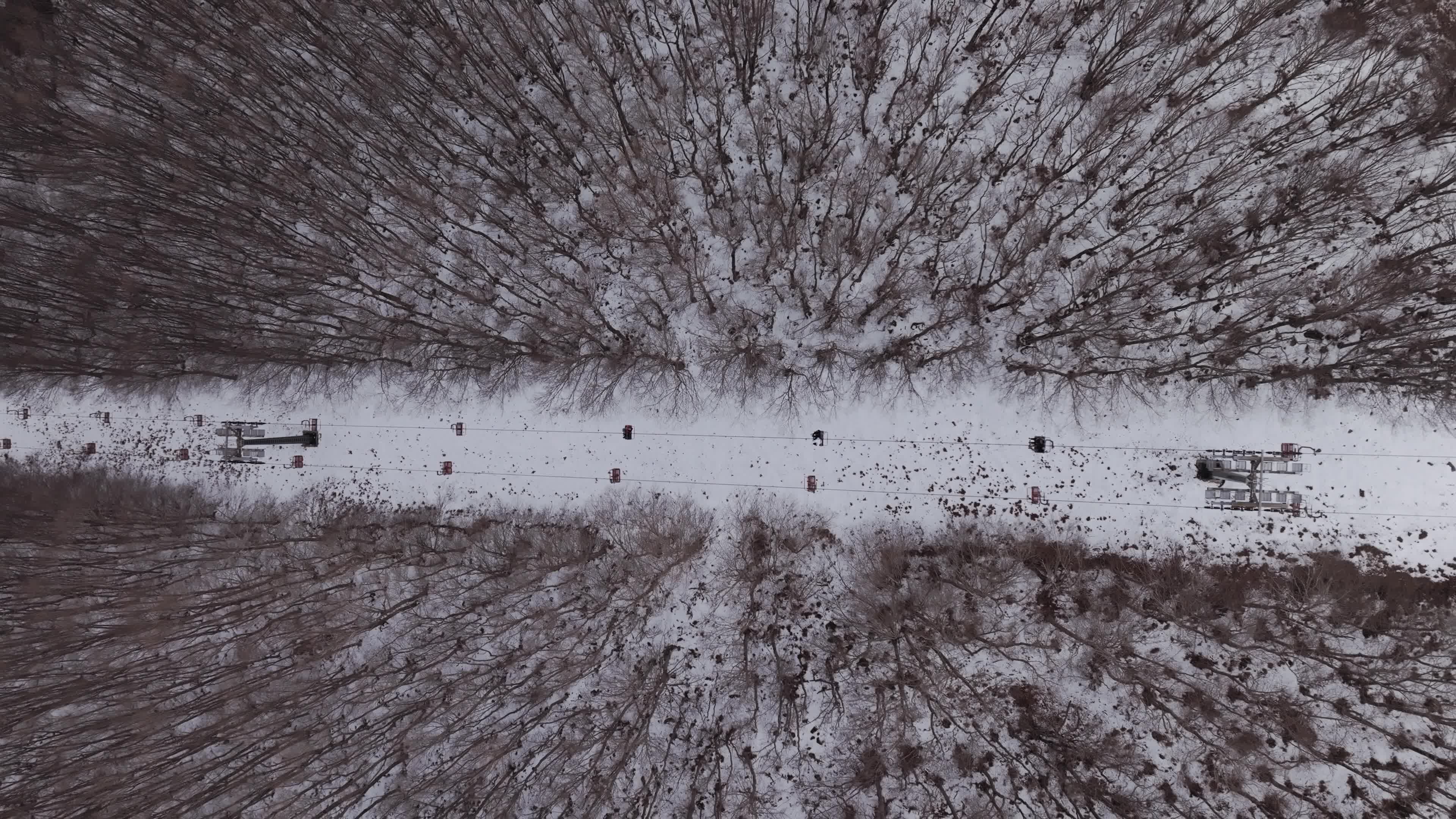 Drone View of Snow-Covered Mountains in Roccaraso, Italy