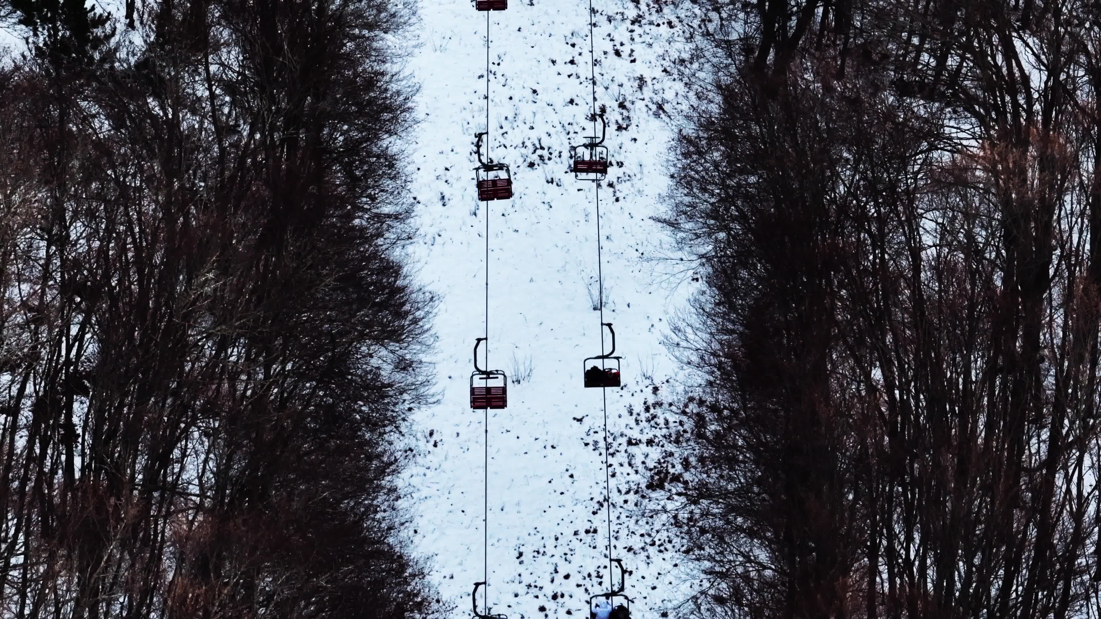 Drone View of Snow-Covered Mountains in Roccaraso, Italy