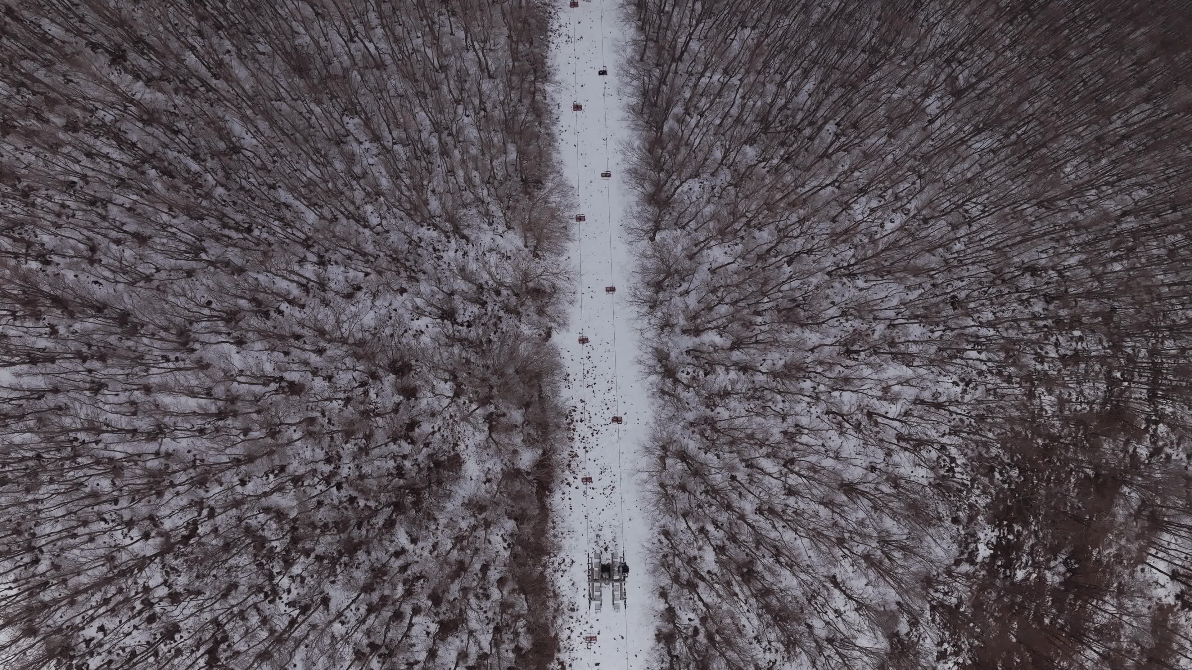 Drone View of Snow-Covered Mountains in Roccaraso, Italy