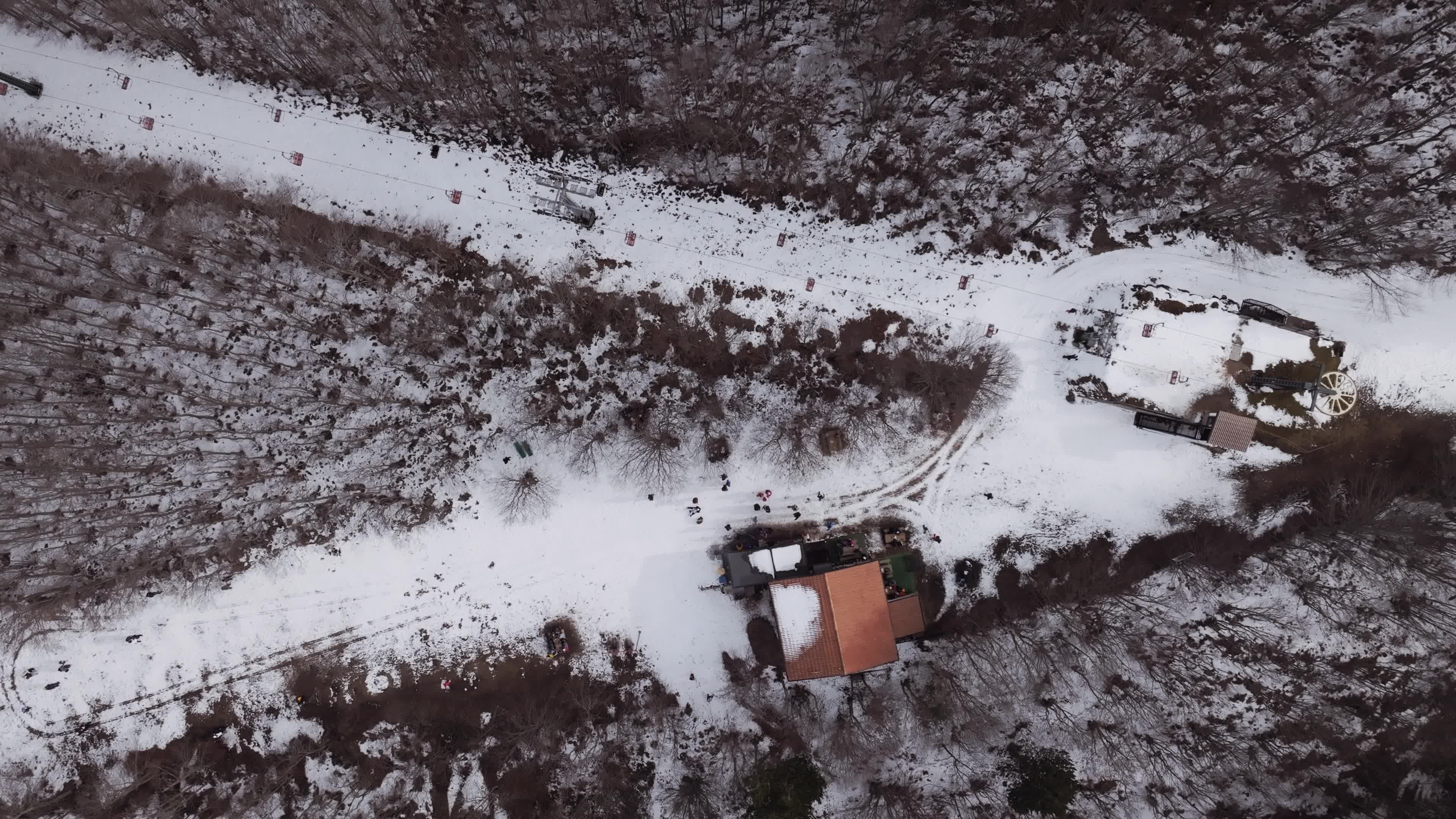 Drone View of Snow-Covered Mountains in Roccaraso, Italy