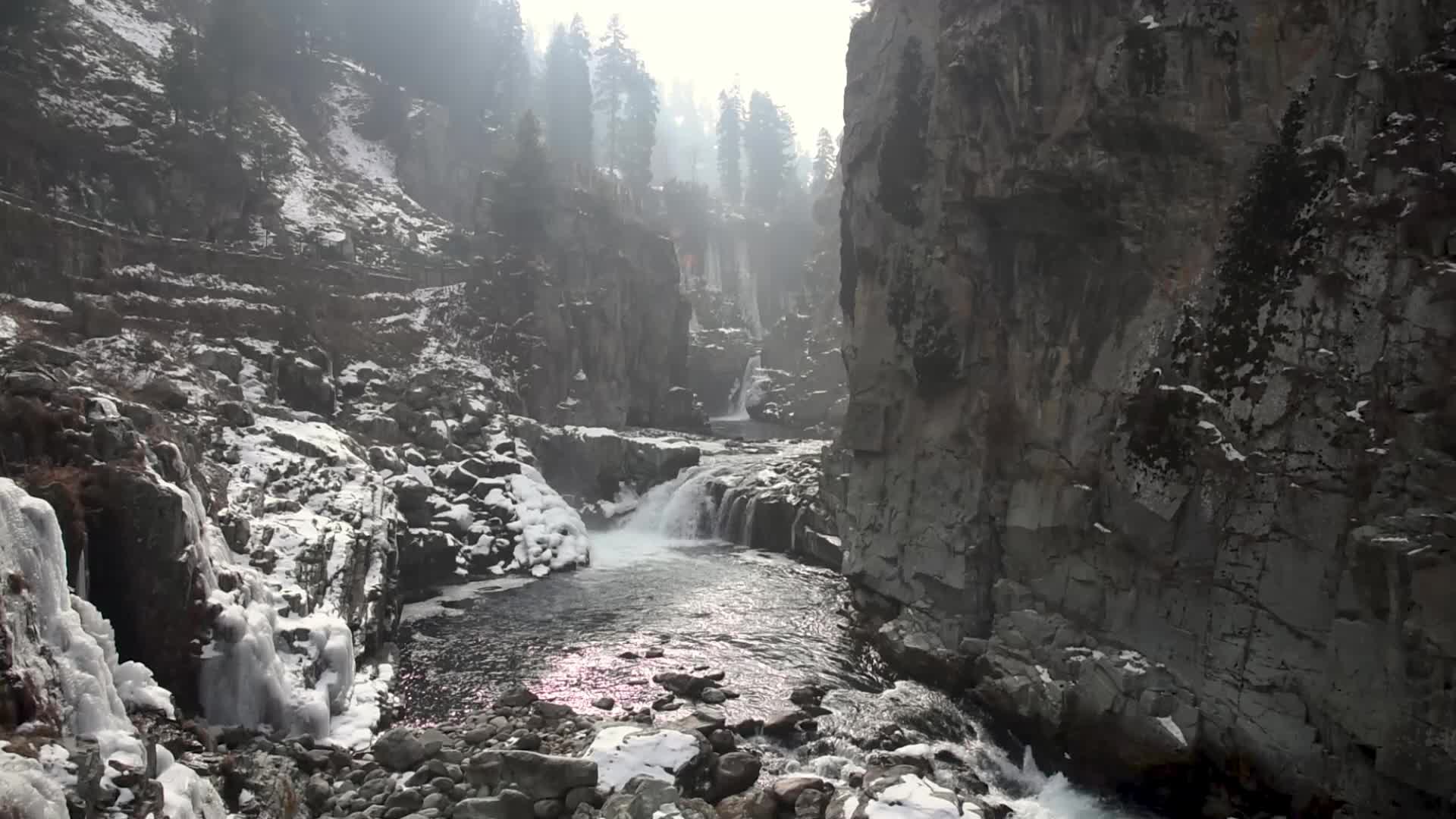 Aharbal waterfall in Kashmir, India