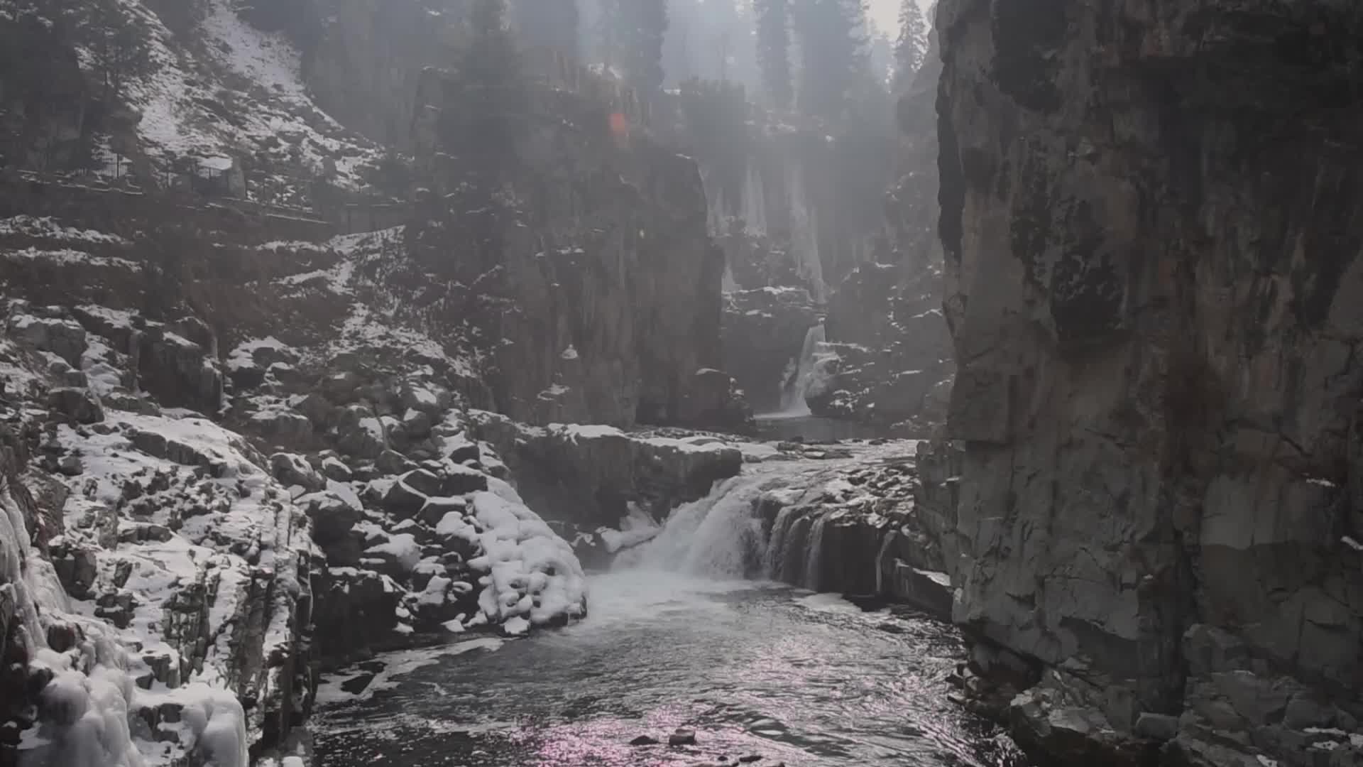 Aharbal waterfall in Kashmir, India