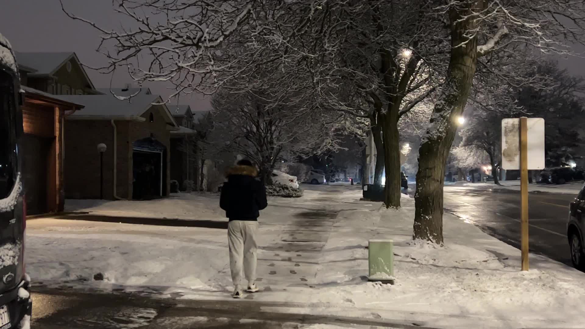 Snow falling in Toronto, Canada