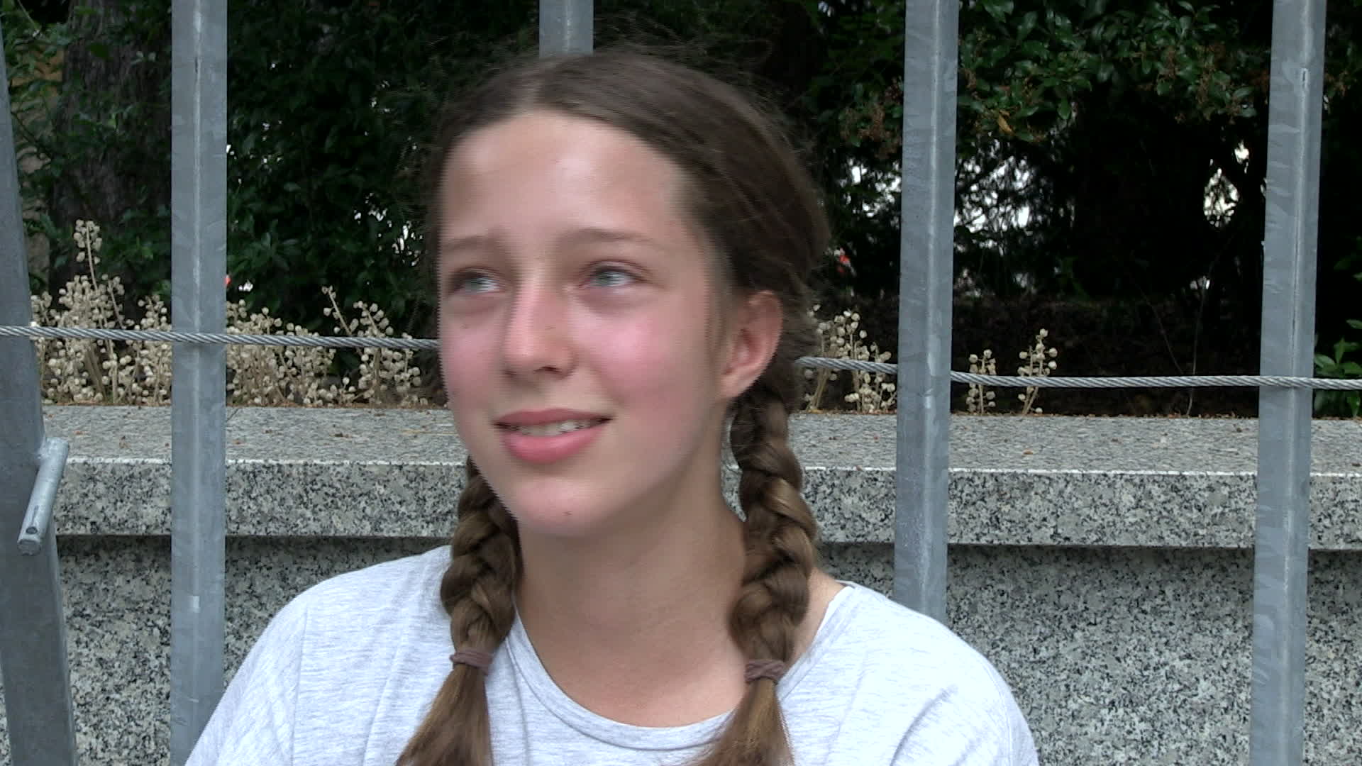 Thirteen year old protests in defence of climate change at Polish Parliament