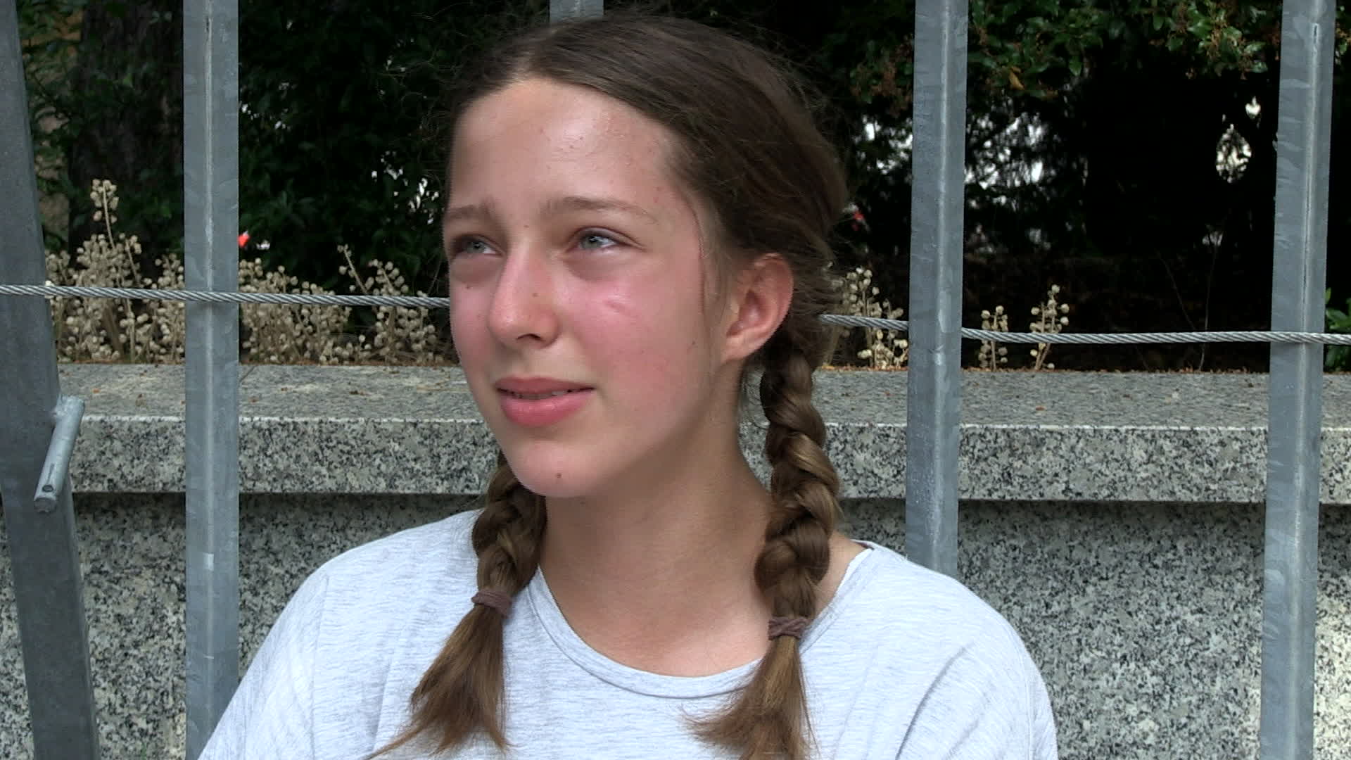 Thirteen year old protests in defence of climate change at Polish Parliament