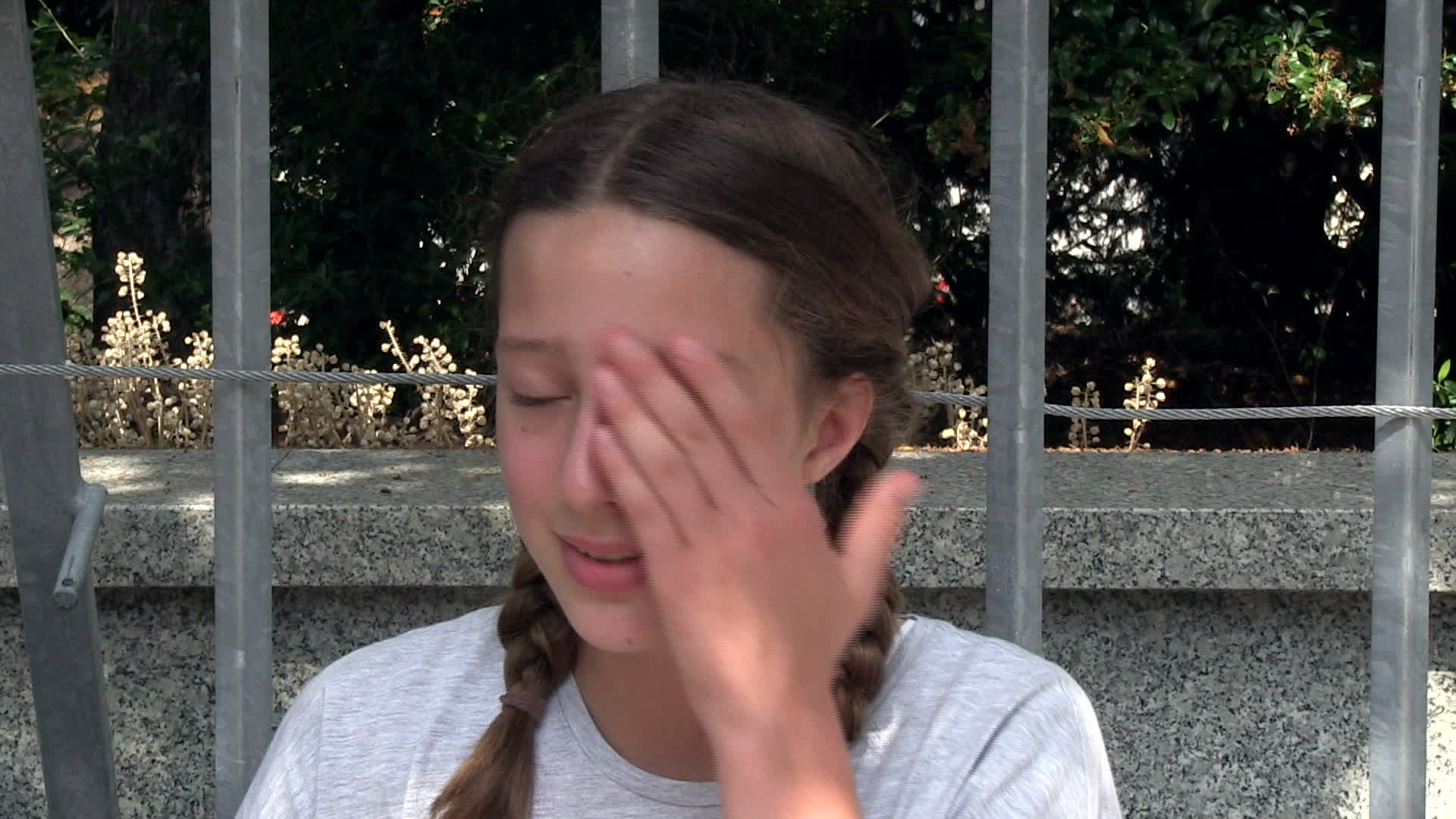 Thirteen year old protests in defence of climate change at Polish Parliament