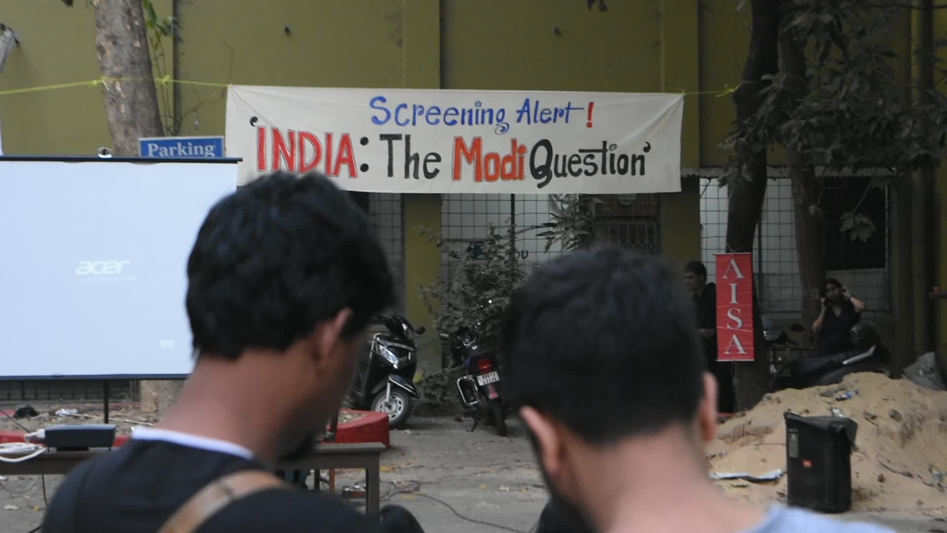 Public Screening of banned BBC documentary on Narendra Modi in Kolkata.