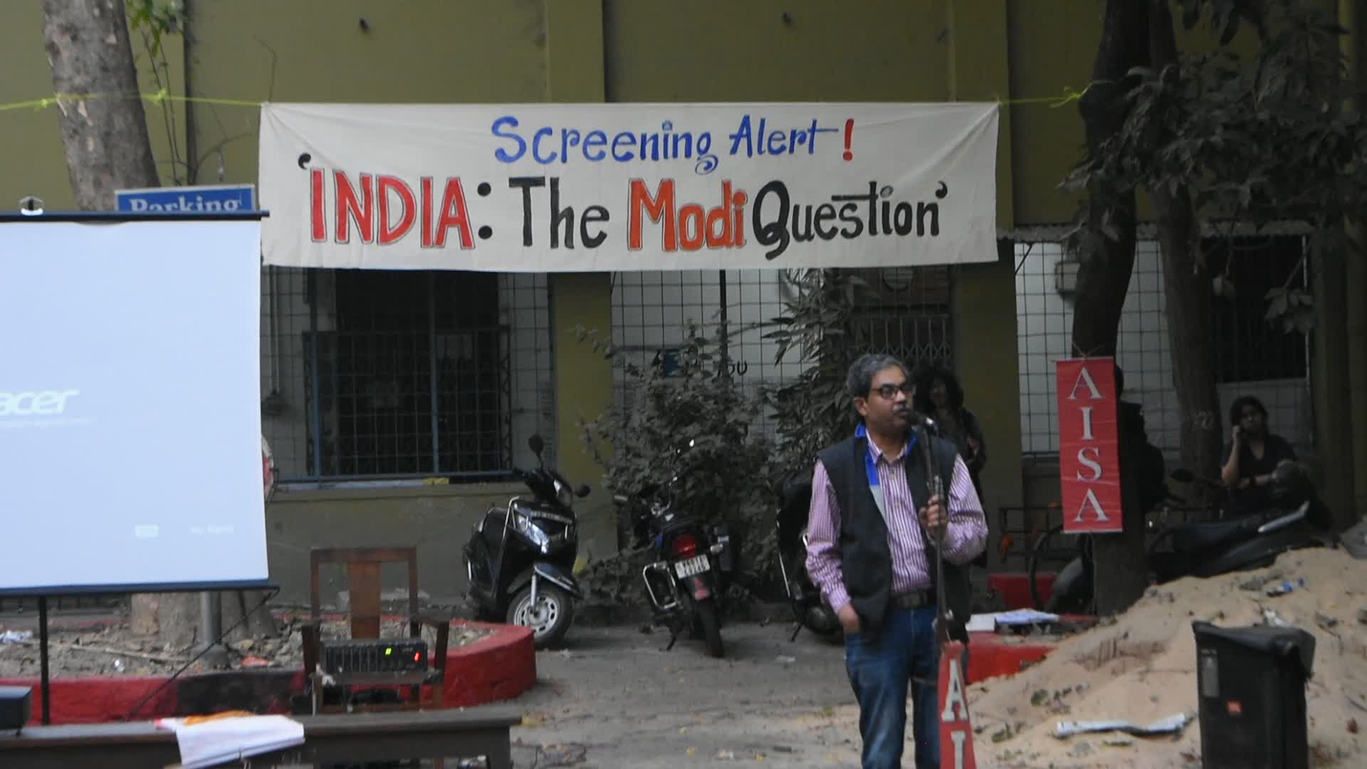 Public Screening of banned BBC documentary on Narendra Modi in Kolkata.