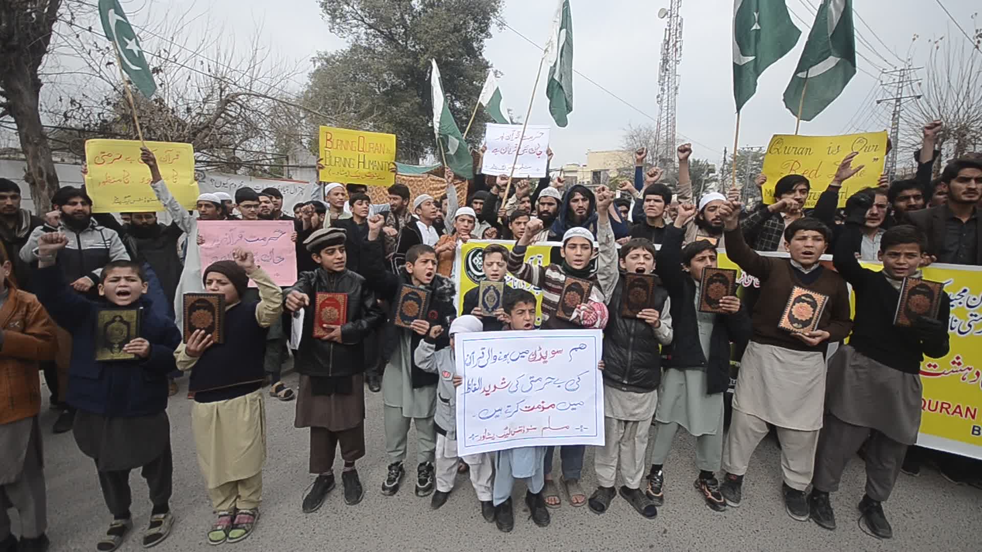 Protest against Sweden over desecration of the holy Koran
