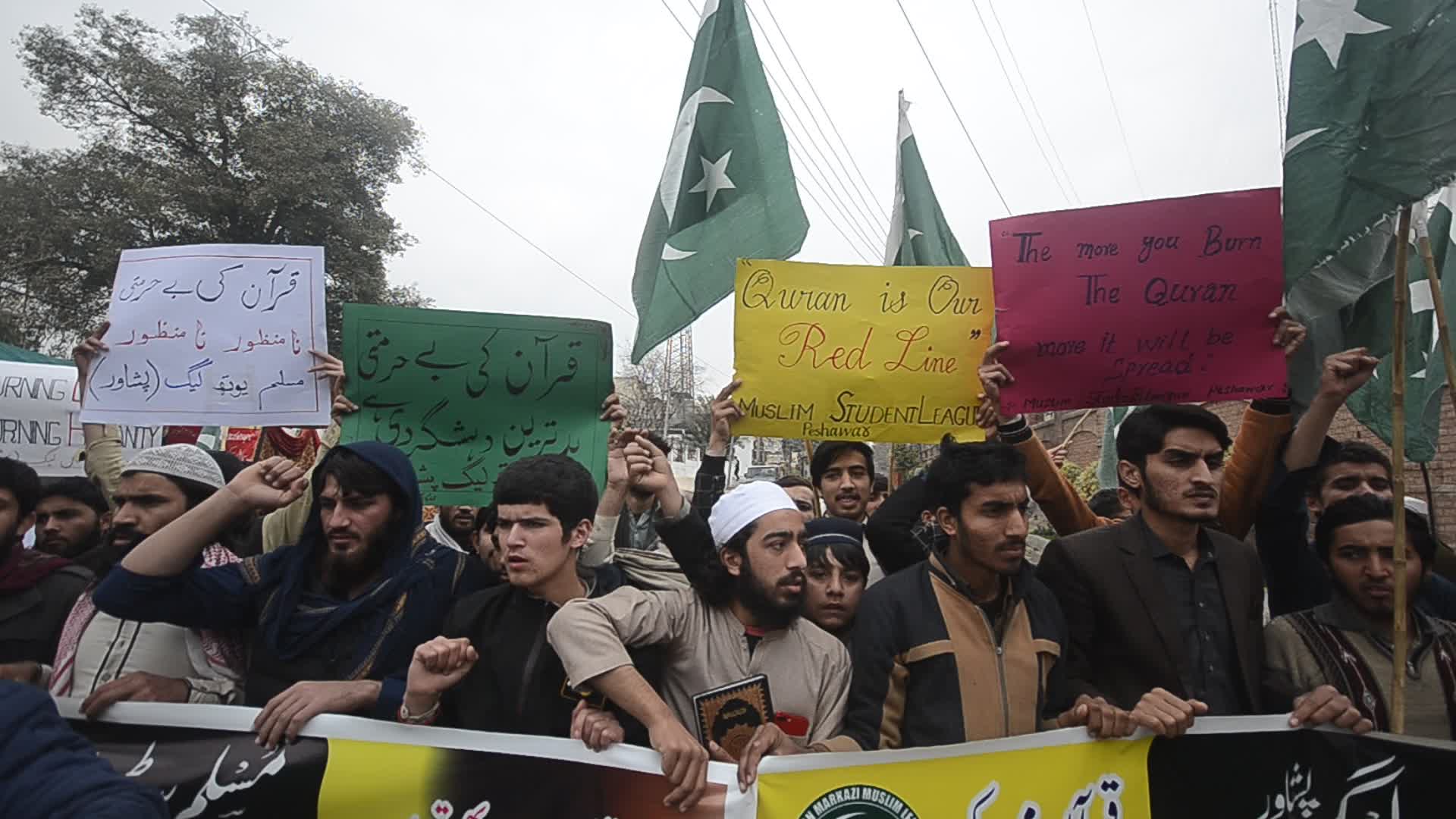 Protest against Sweden over desecration of the holy Koran