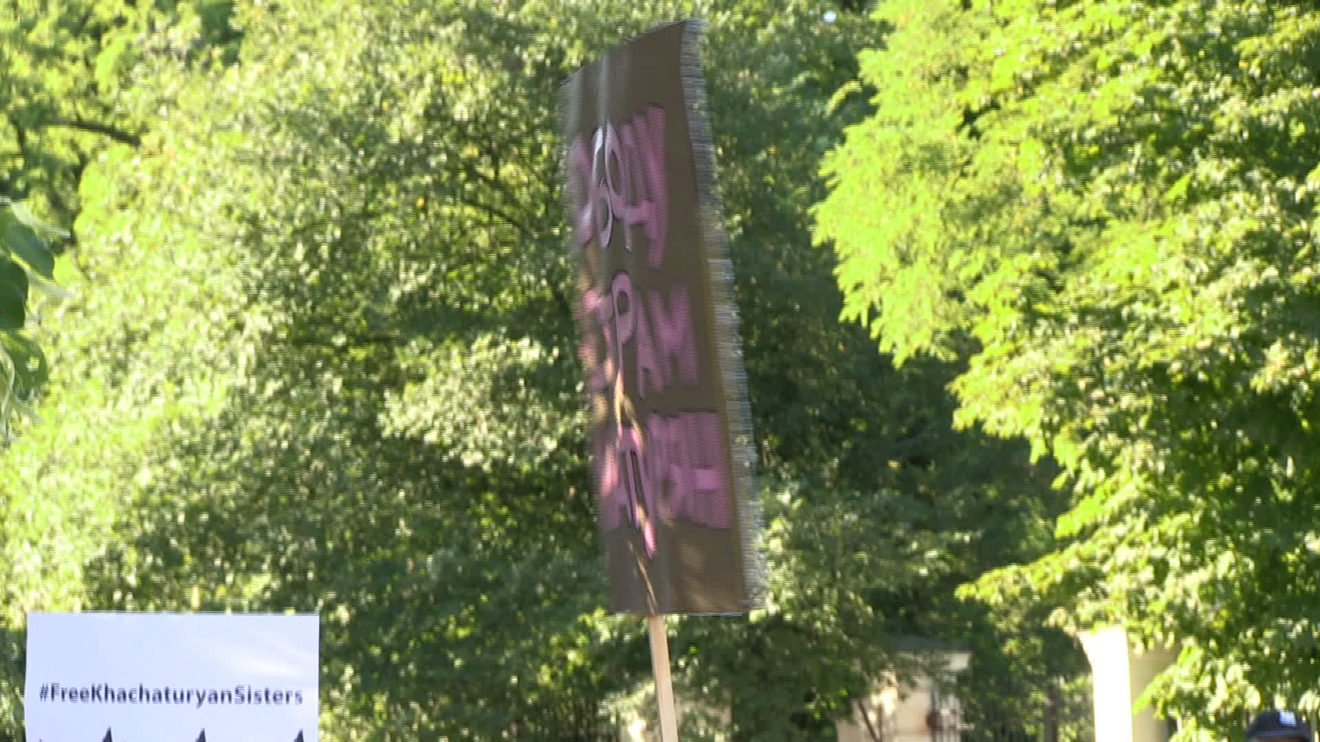 Demonstration against detention of Khachaturyan sisters in front of Russian embassy